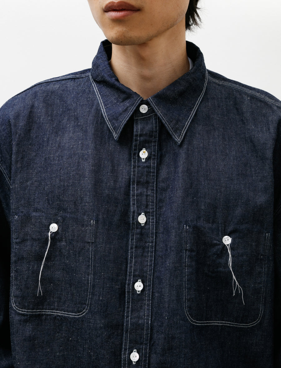 Dear Denim New Wave Shirt 8oz Washed Indigo - Image 4