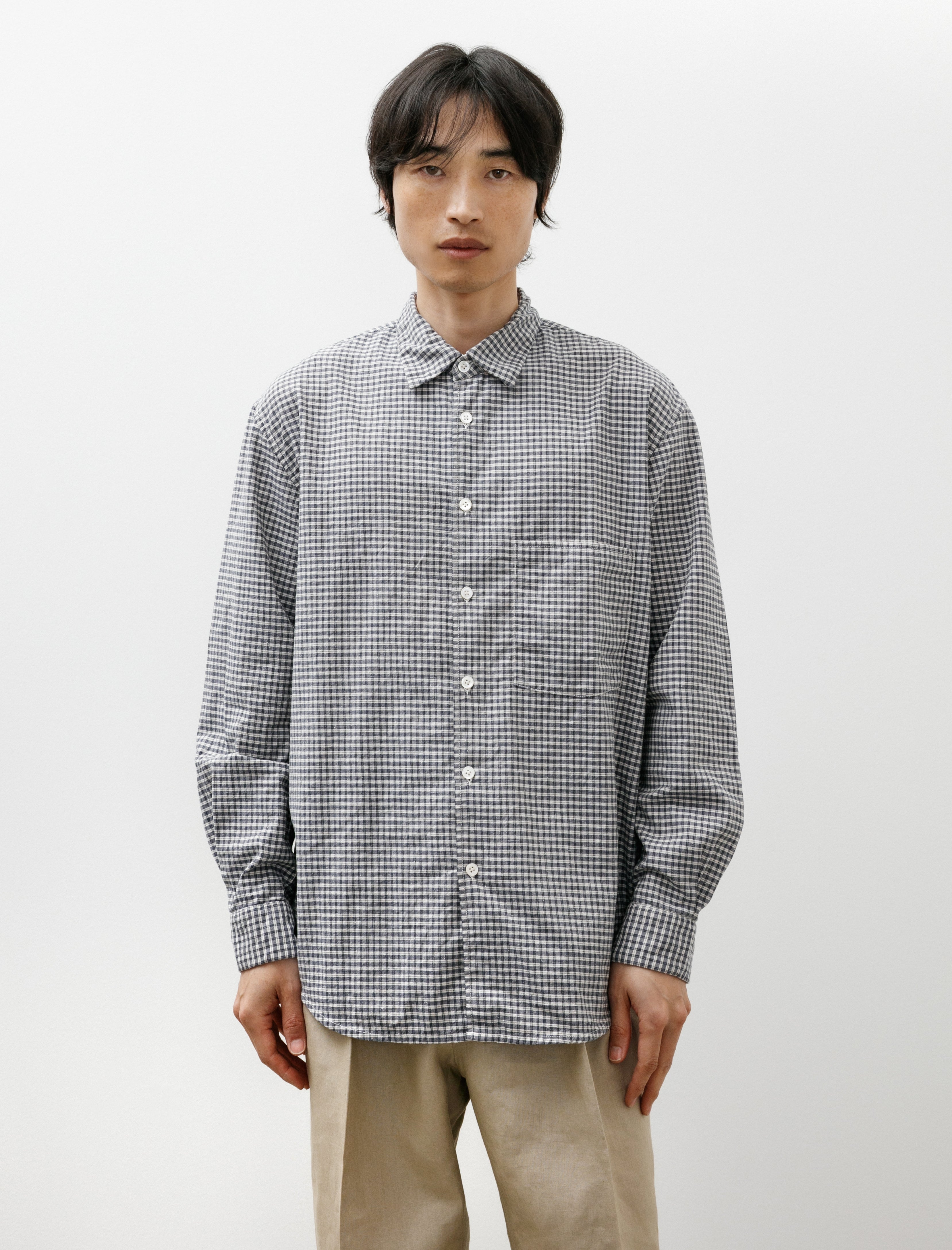 トップス NEIGHBORHOOD CHECK BAND COLLAR SHIRT Shirts Mens – Neighbour