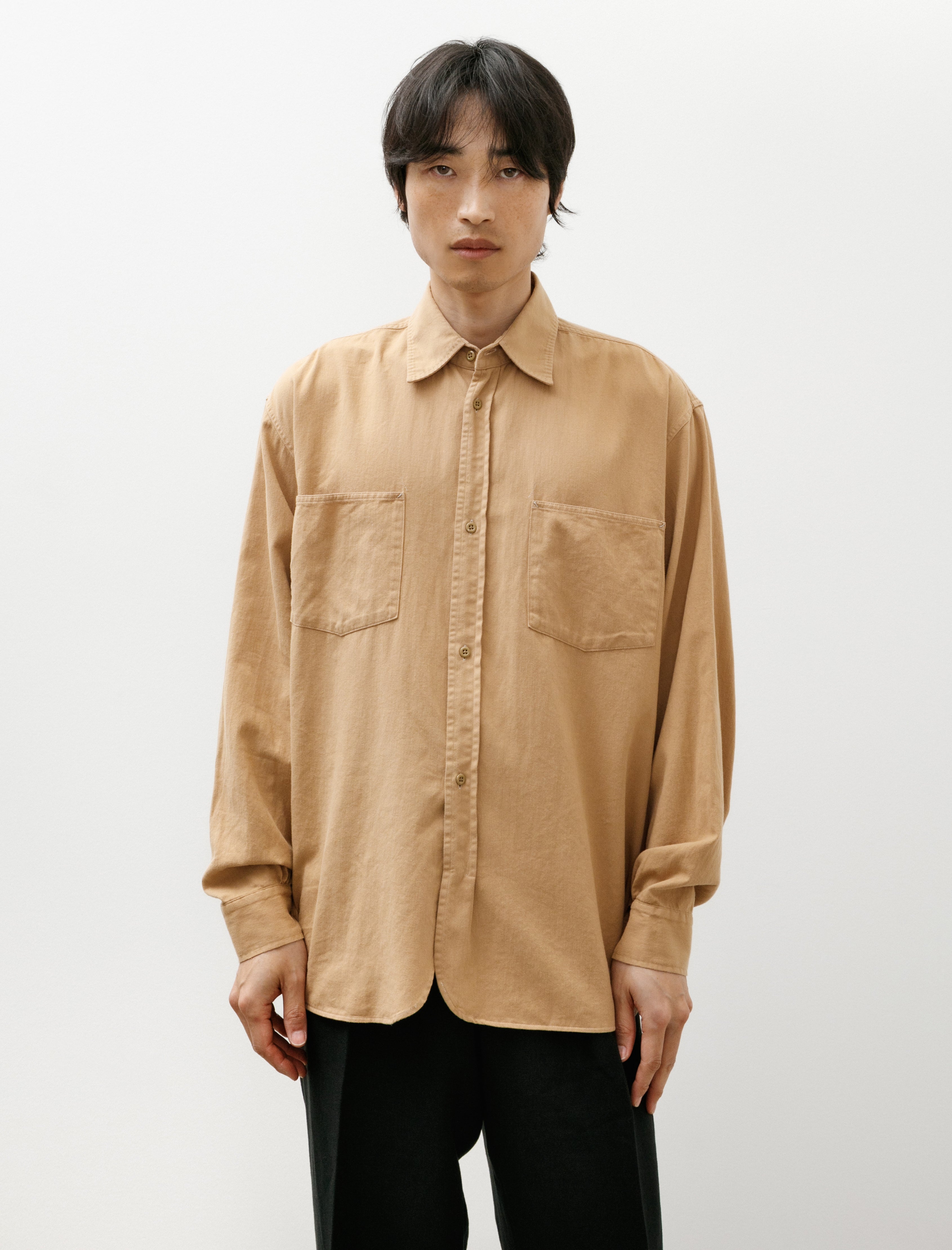 Maatee & Sons Work Shirt Cotton Vintage Chino Beige