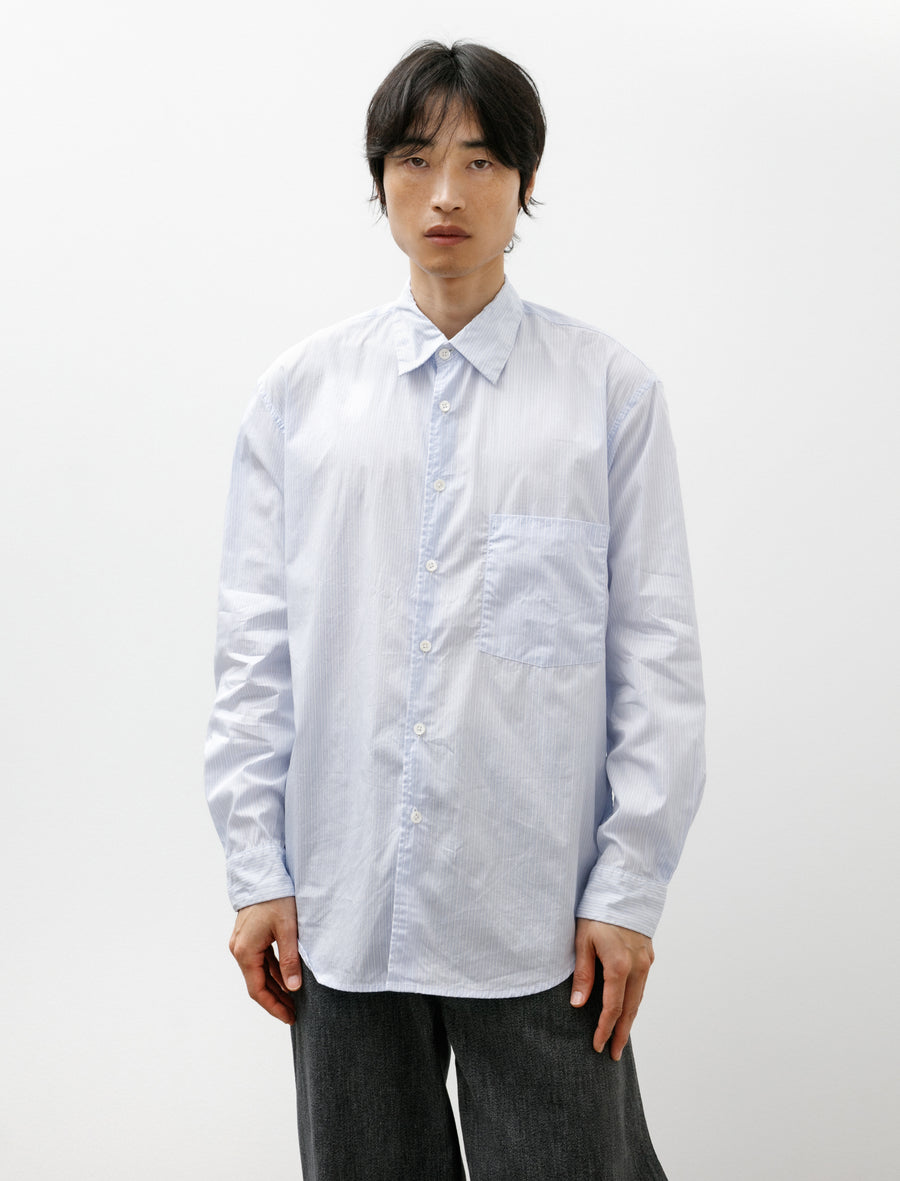 LUXURY MATERIAL CLASSIC SHIRT 尾州ウール／CTHY Oliver Church Classic Soft Shirt Italian Poplin Blue Stripe