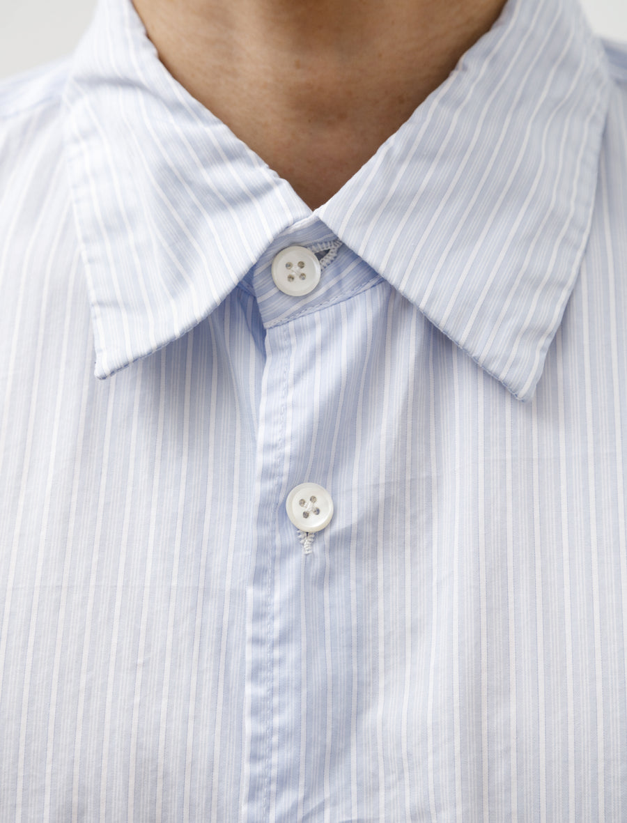 Classic Soft Shirt Italian Poplin Blue Stripe - Image 4