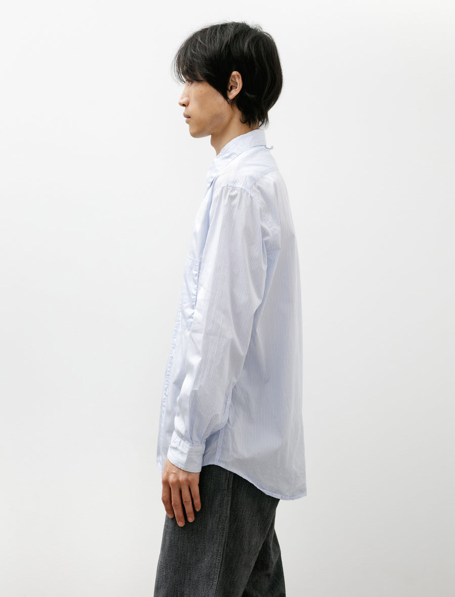 Classic Soft Shirt Italian Poplin Blue Stripe - Image 3