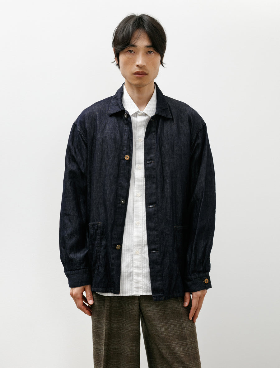 Denim Shirt Jacket Cotton Linen Silk Indigo - Image 4