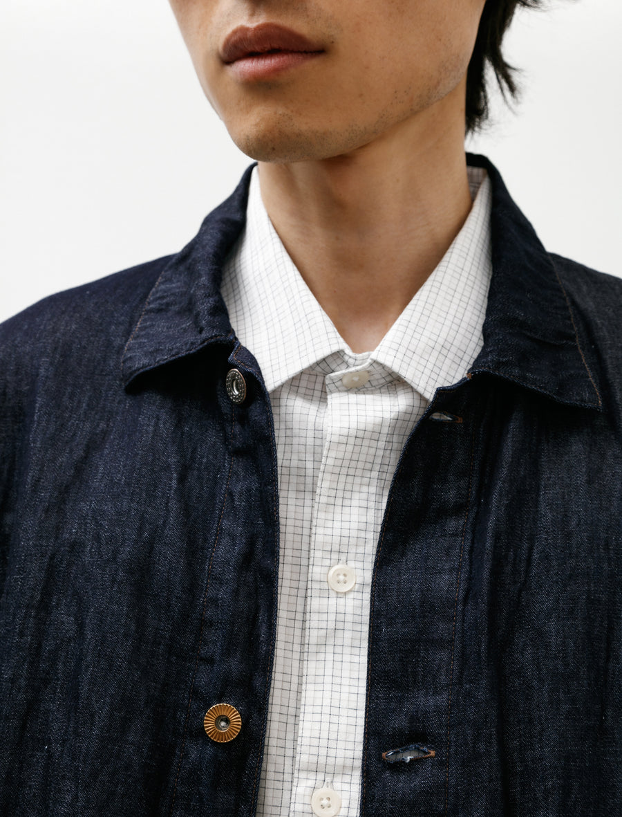 Denim Shirt Jacket Cotton Linen Silk Indigo - Image 5