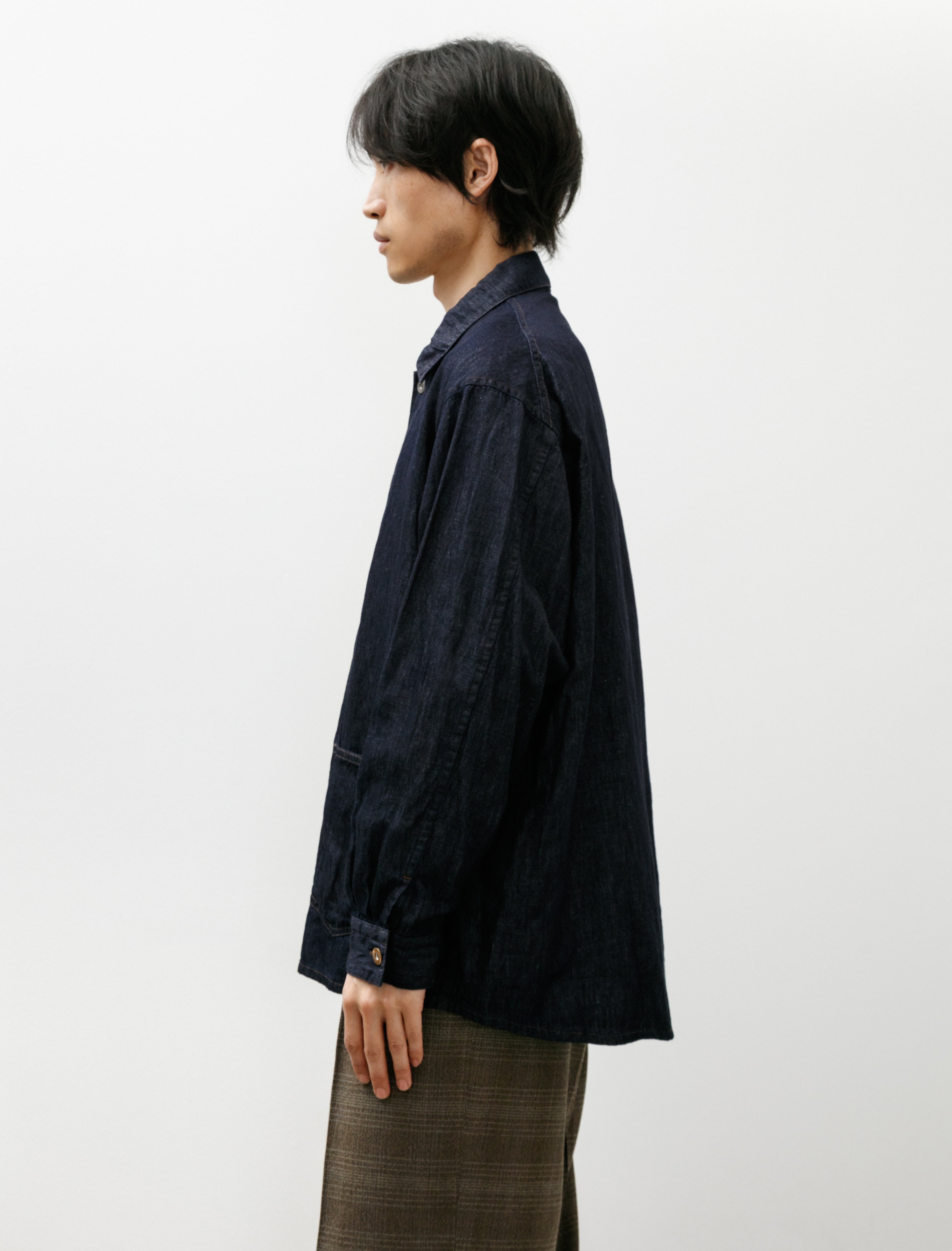 Maatee & Sons Denim Shirt Jacket Cotton Linen Silk Indigo