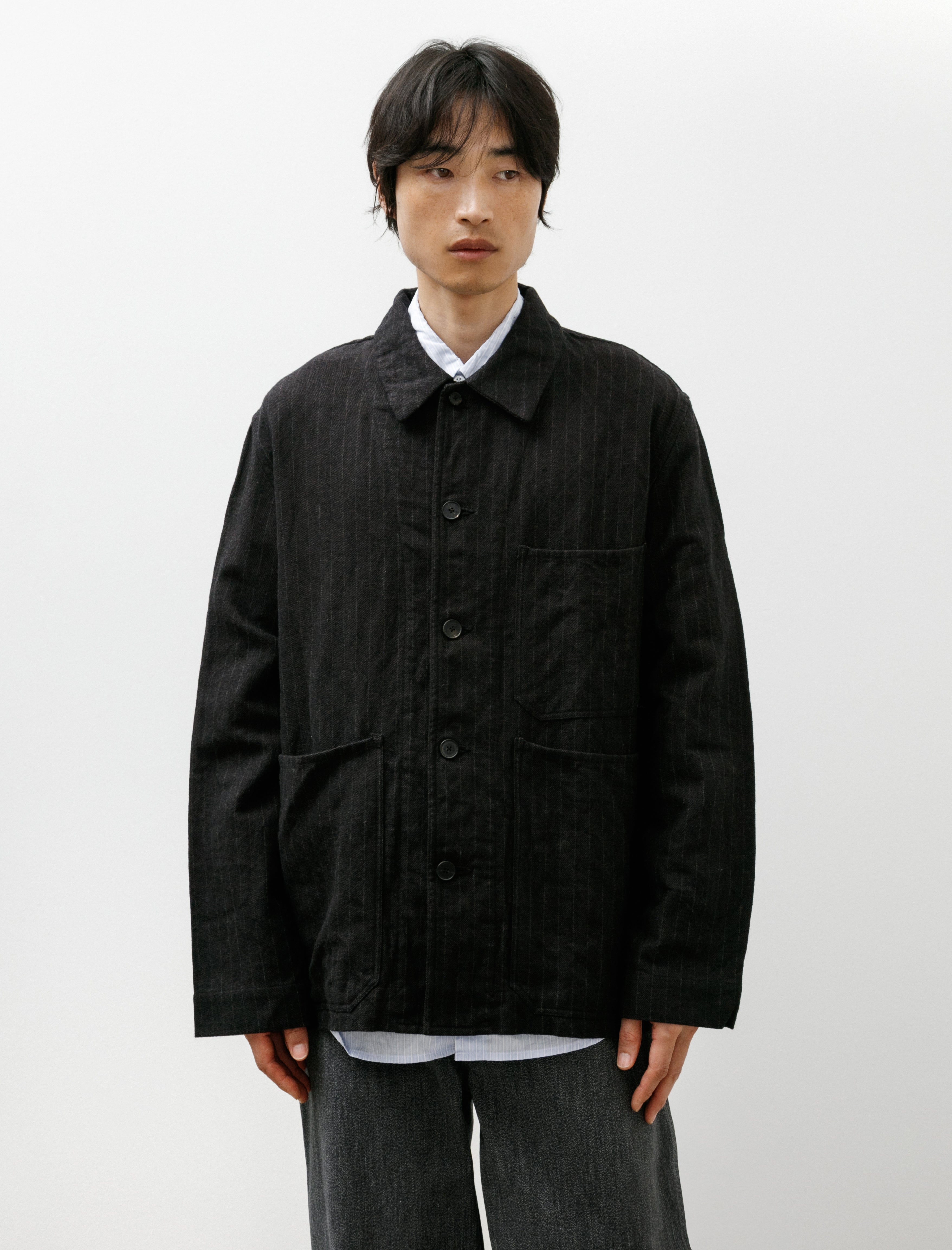 Oliver Church 3 Pocket Jacket Vintage Japanese Wool Linen Black