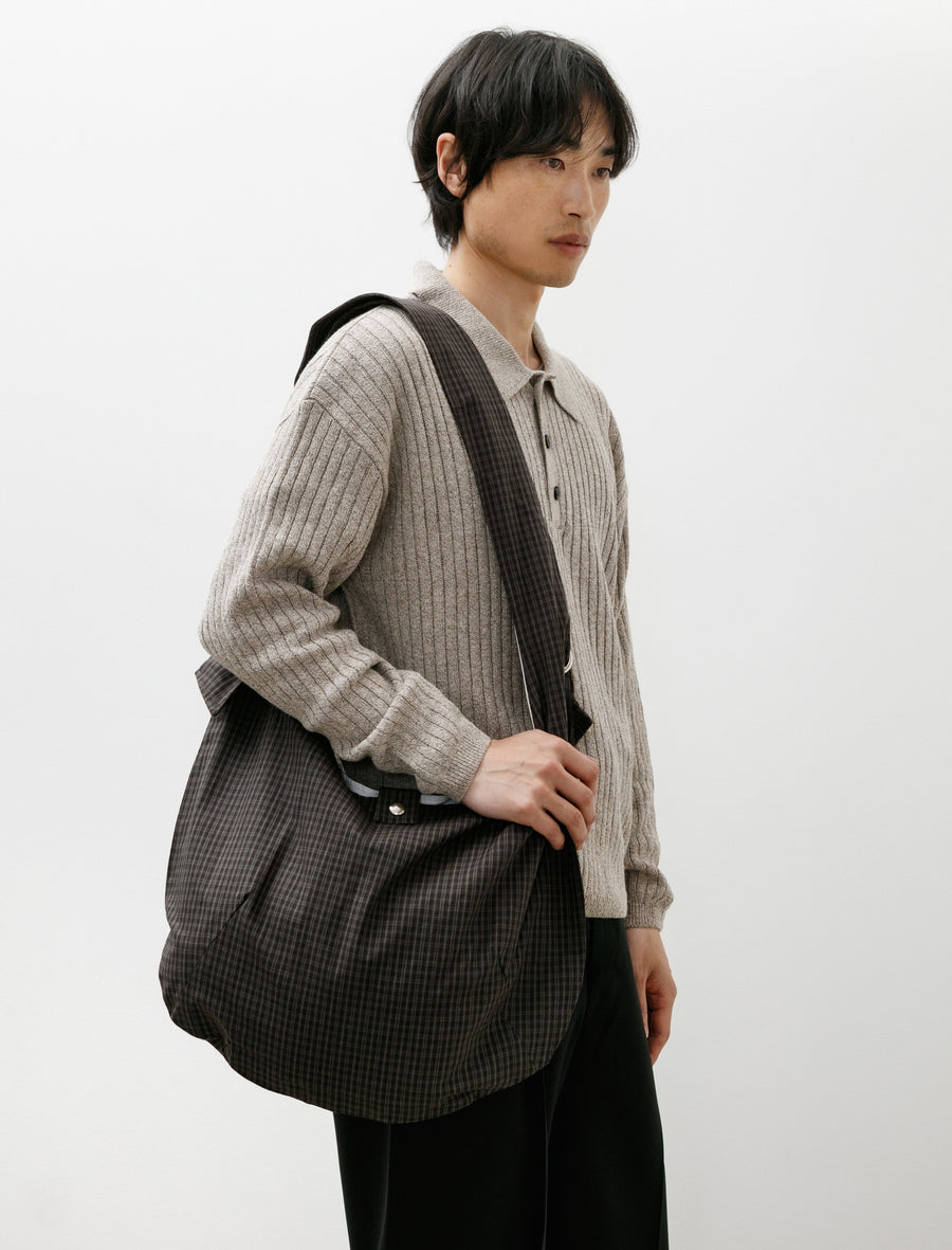 Eyelet Shoulder Bag Dark Linen Check - Image 1
