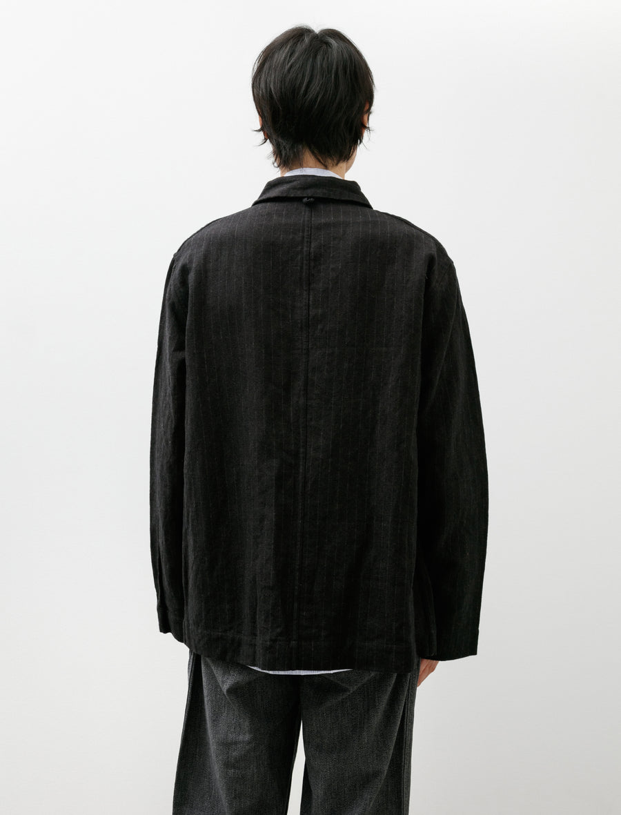 3 Pocket Jacket Vintage Japanese Wool Linen Black - Image 2