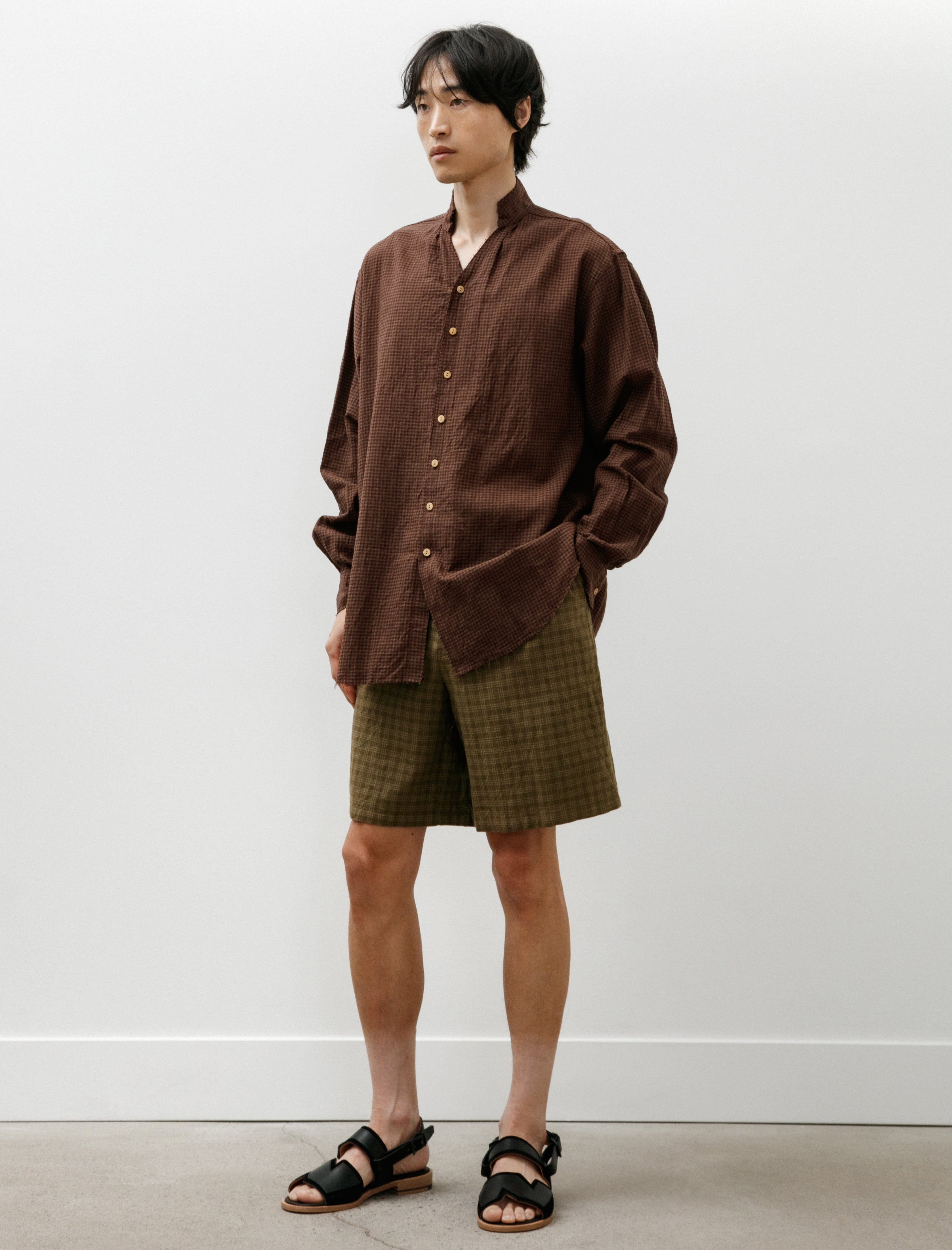Blackbird Cut Off Collar Shirt Check