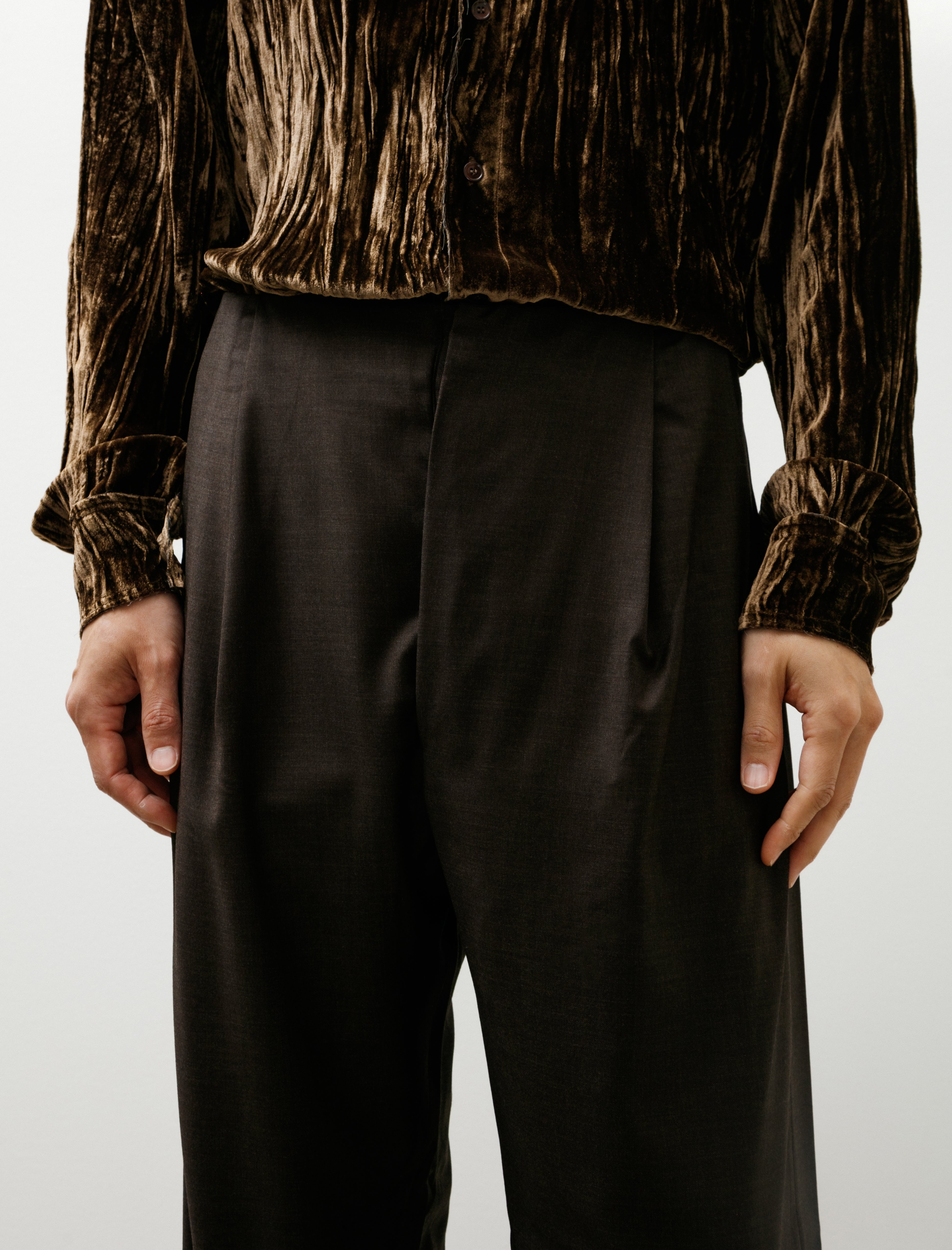 Gabriela Coll No.343 Fine Wool Pleated Trousers Brown