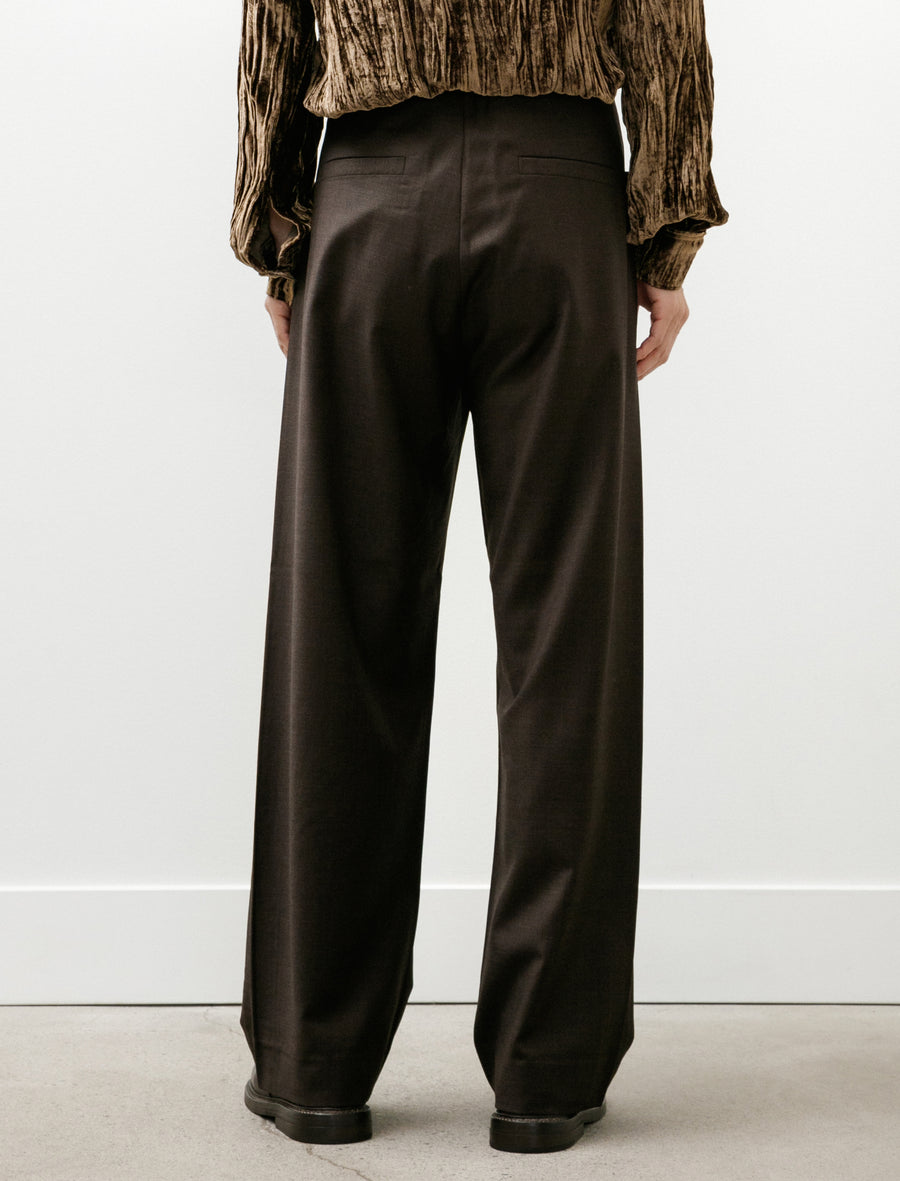 No.343 Fine Wool Pleated Trousers Brown - Image 5