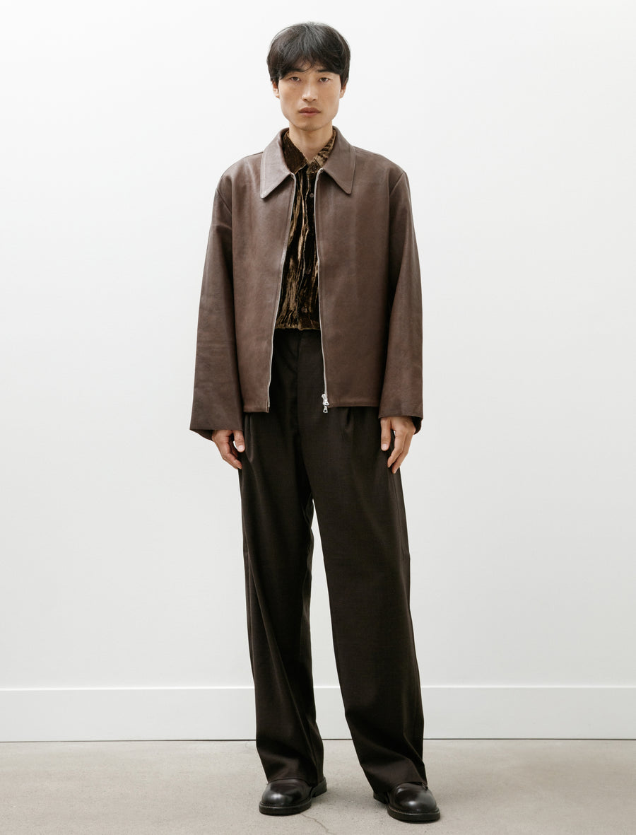 No.343 Fine Wool Pleated Trousers Brown - Image 1