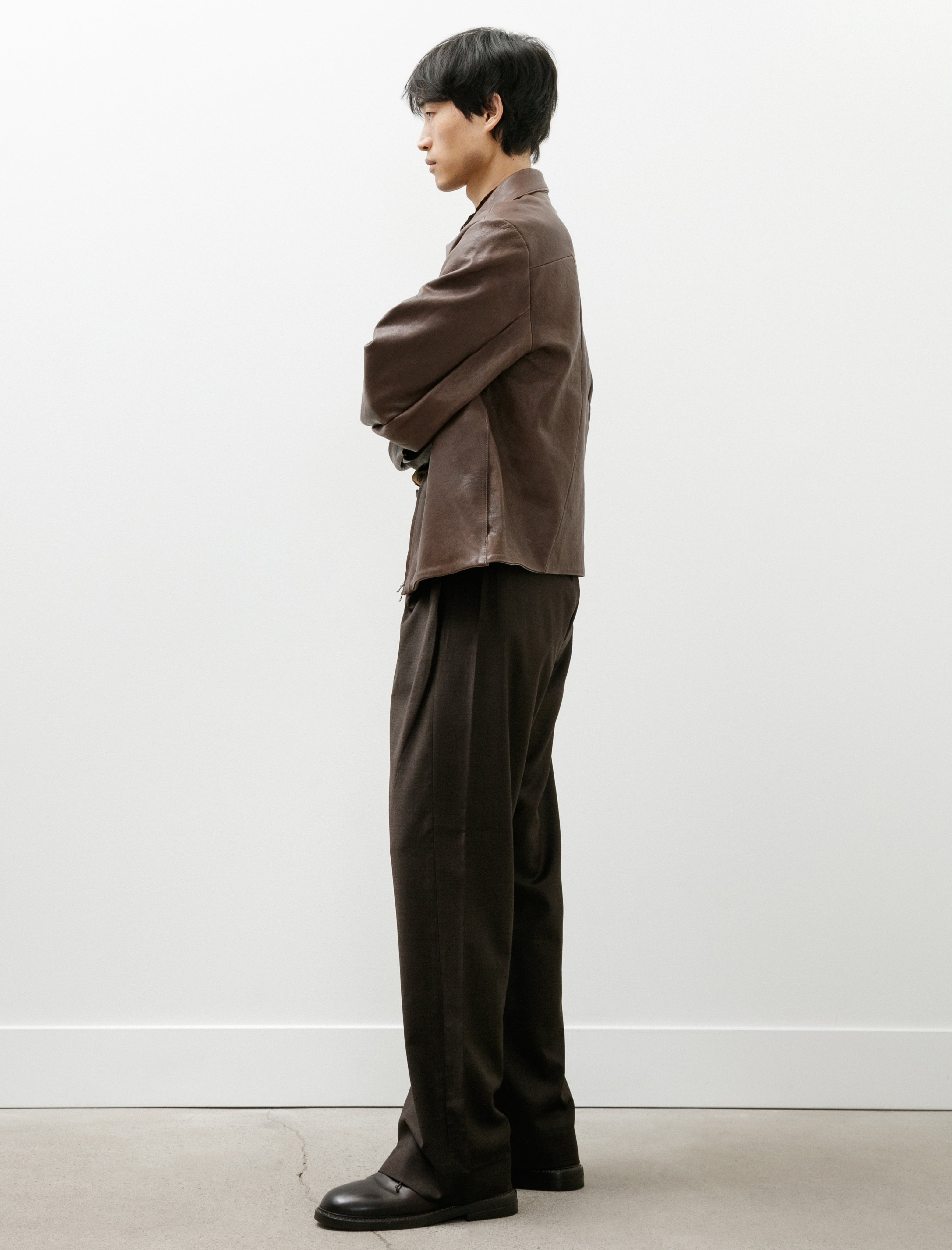 Gabriela Coll No.343 Fine Wool Pleated Trousers Brown