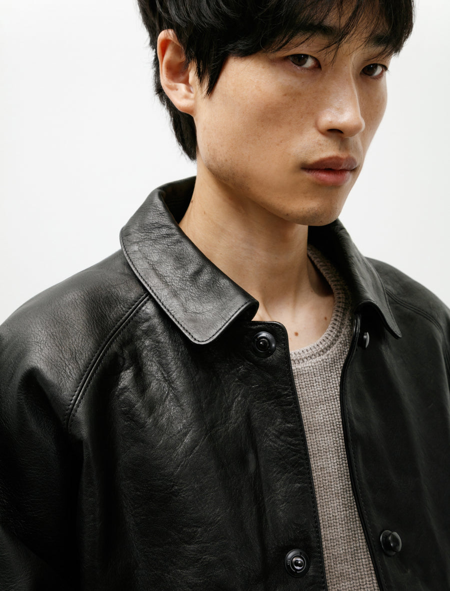 R21 Leather-3 Boat Shirt Black Hide - Image 6