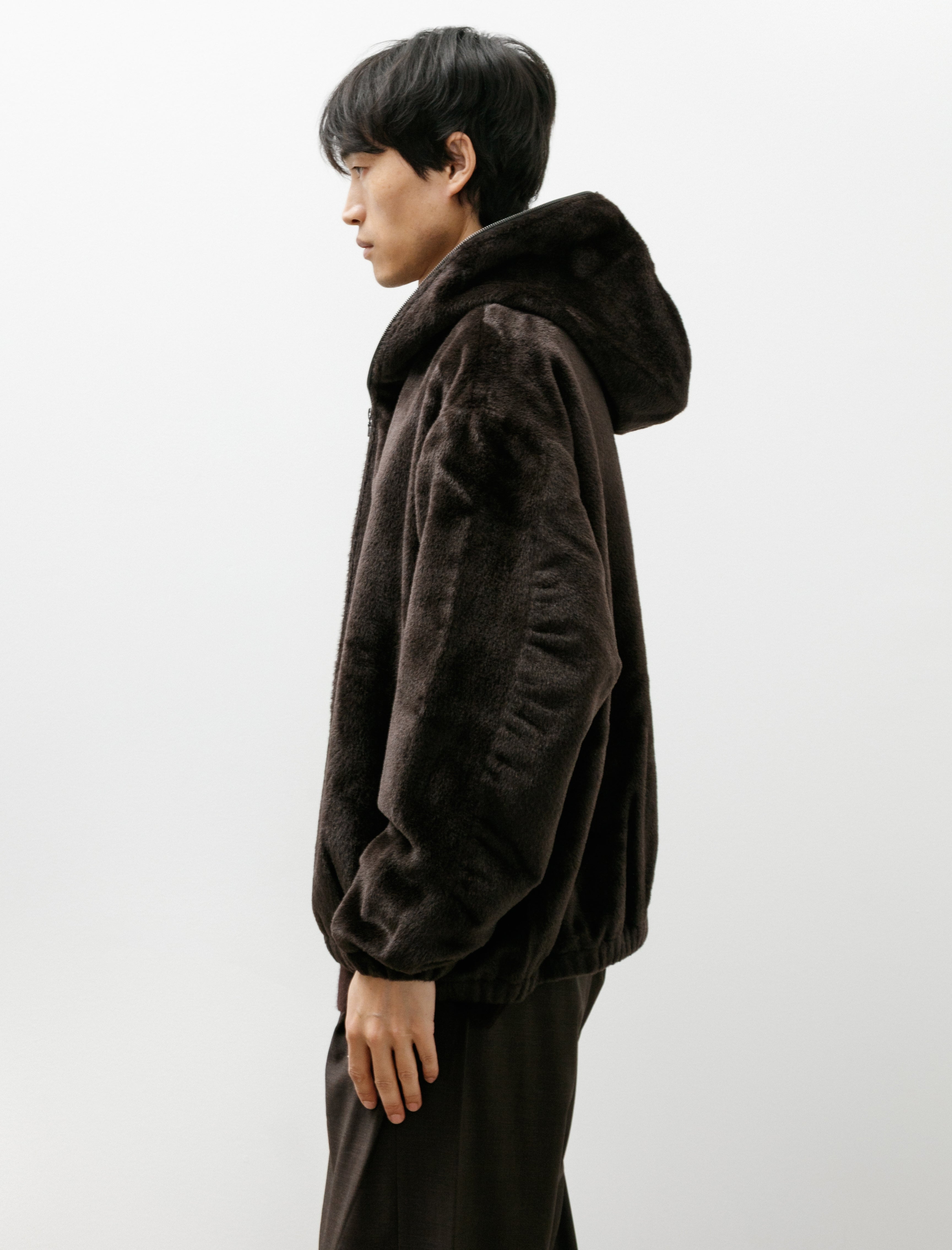 Gabriela Coll No.216 Suri Alpaca Hooded Zipper Jacket Brown