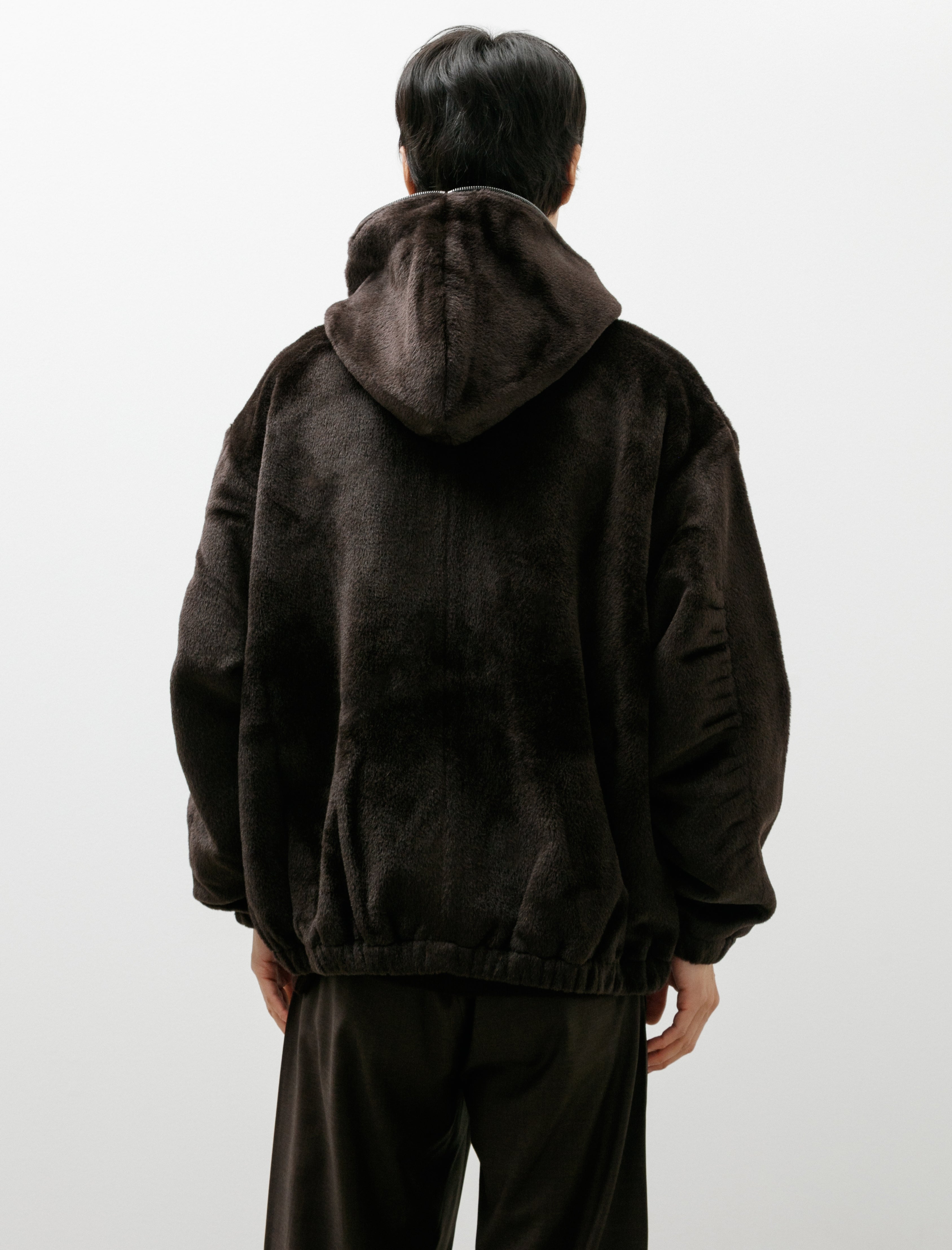 Gabriela Coll No.216 Suri Alpaca Hooded Zipper Jacket Brown