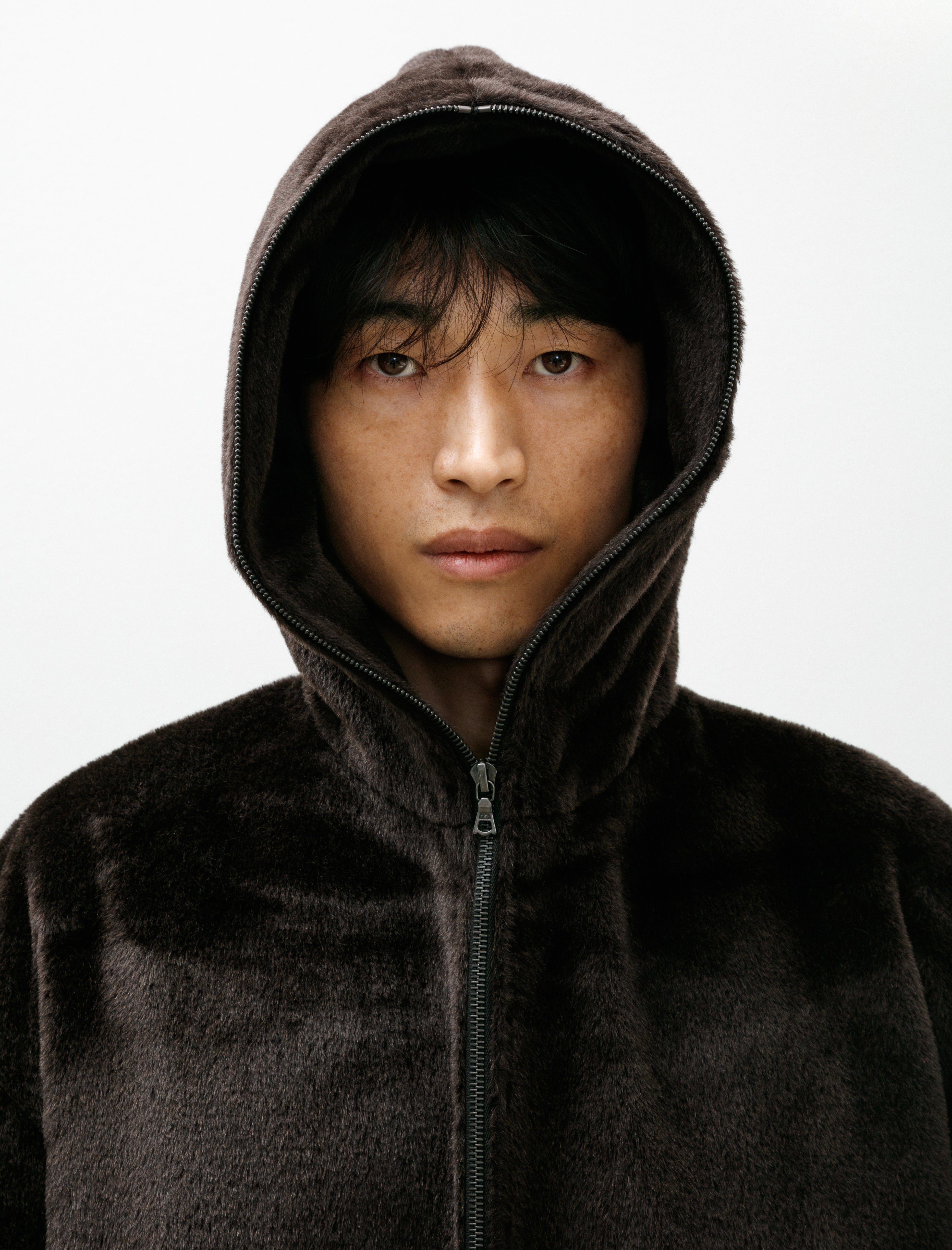 Gabriela Coll No.216 Suri Alpaca Hooded Zipper Jacket Brown