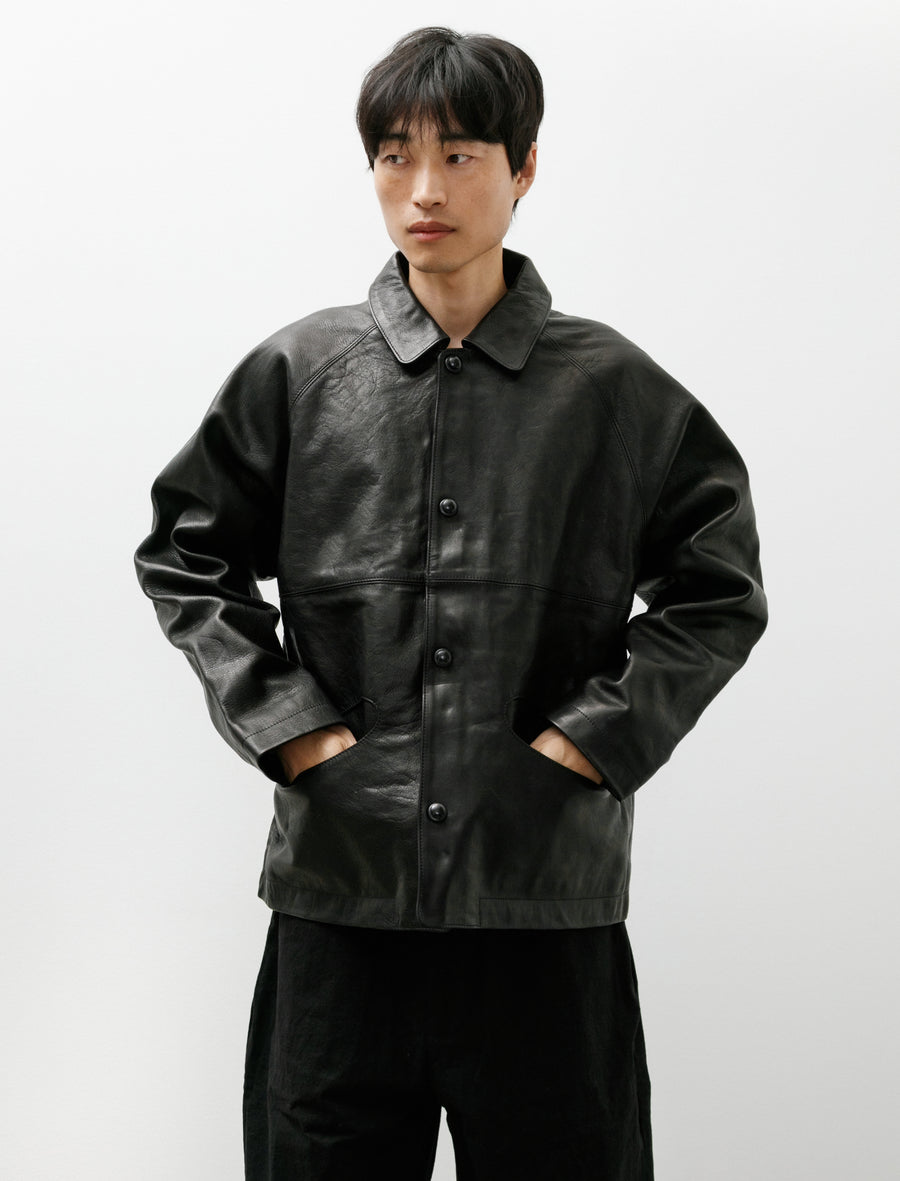 R21 Leather-3 Boat Shirt Black Hide - Image 4