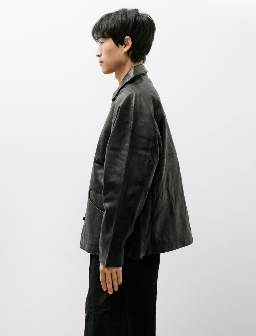 R21 Leather-3 Boat Shirt Black Hide - Image 3