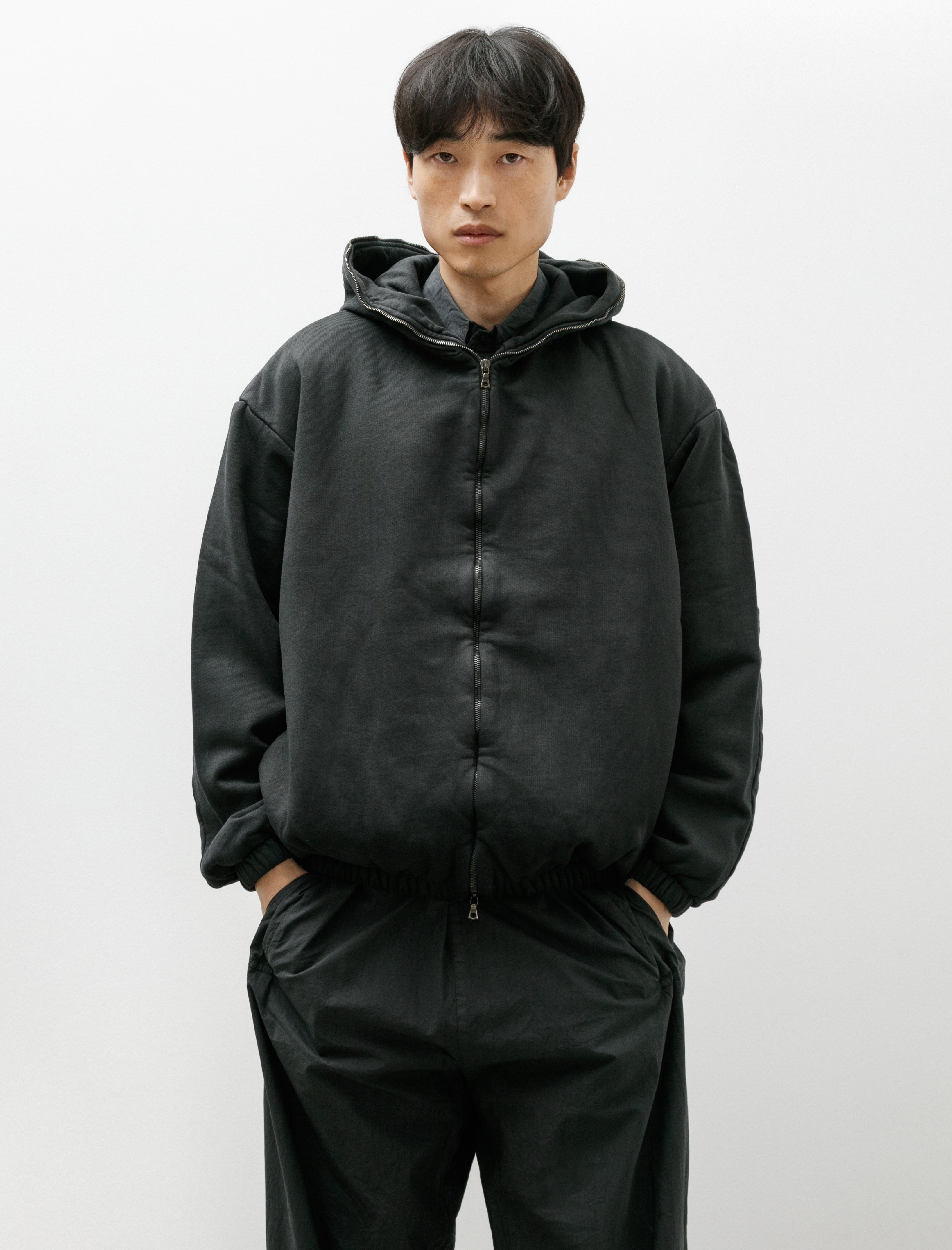 Gabriela Coll No.216 Fleece Hooded Zipper Jacket Black