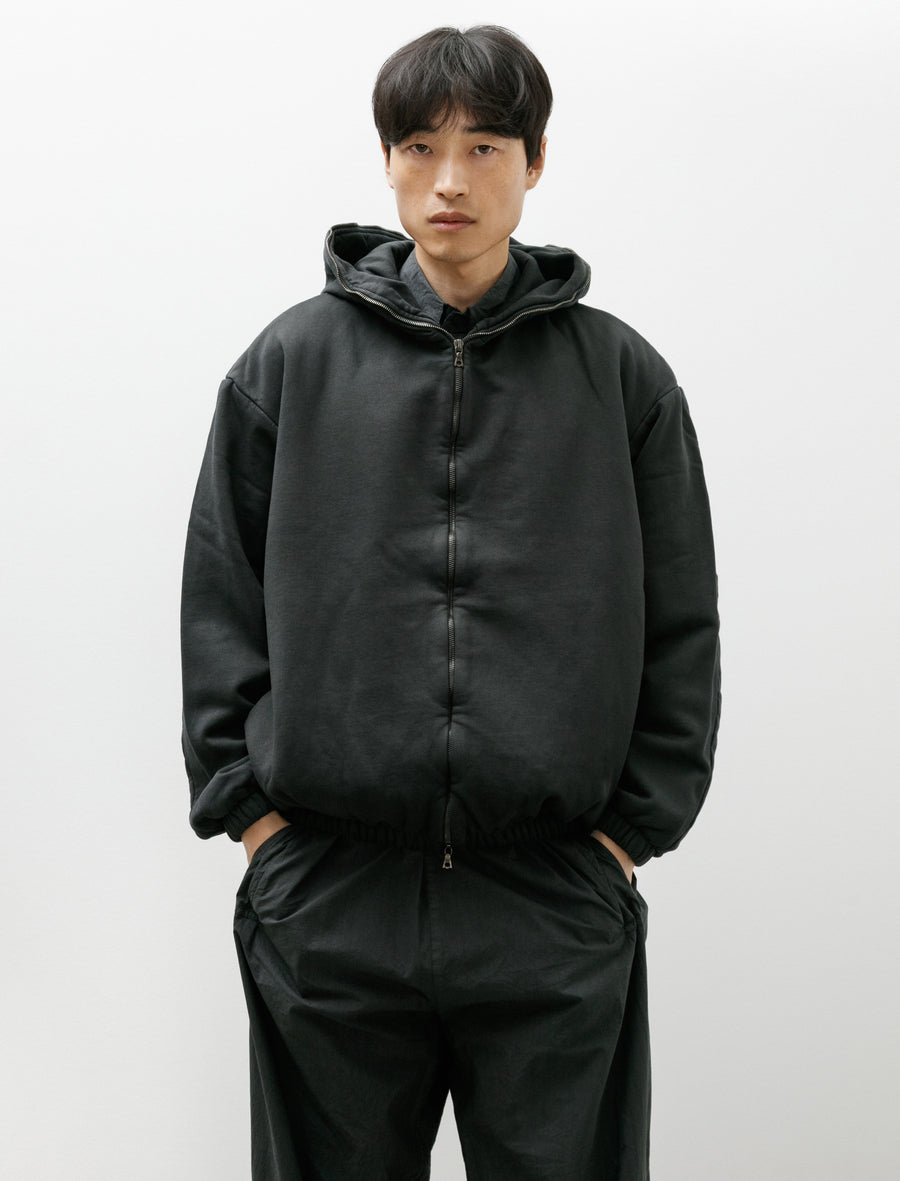 No.216 Fleece Hooded Zipper Jacket Black - Image 1