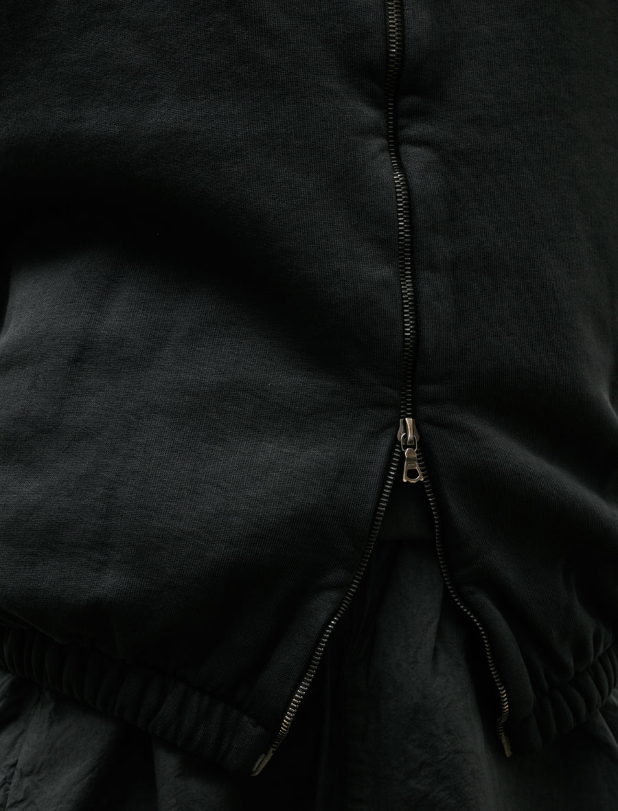 No.216 Fleece Hooded Zipper Jacket Black - Image 5