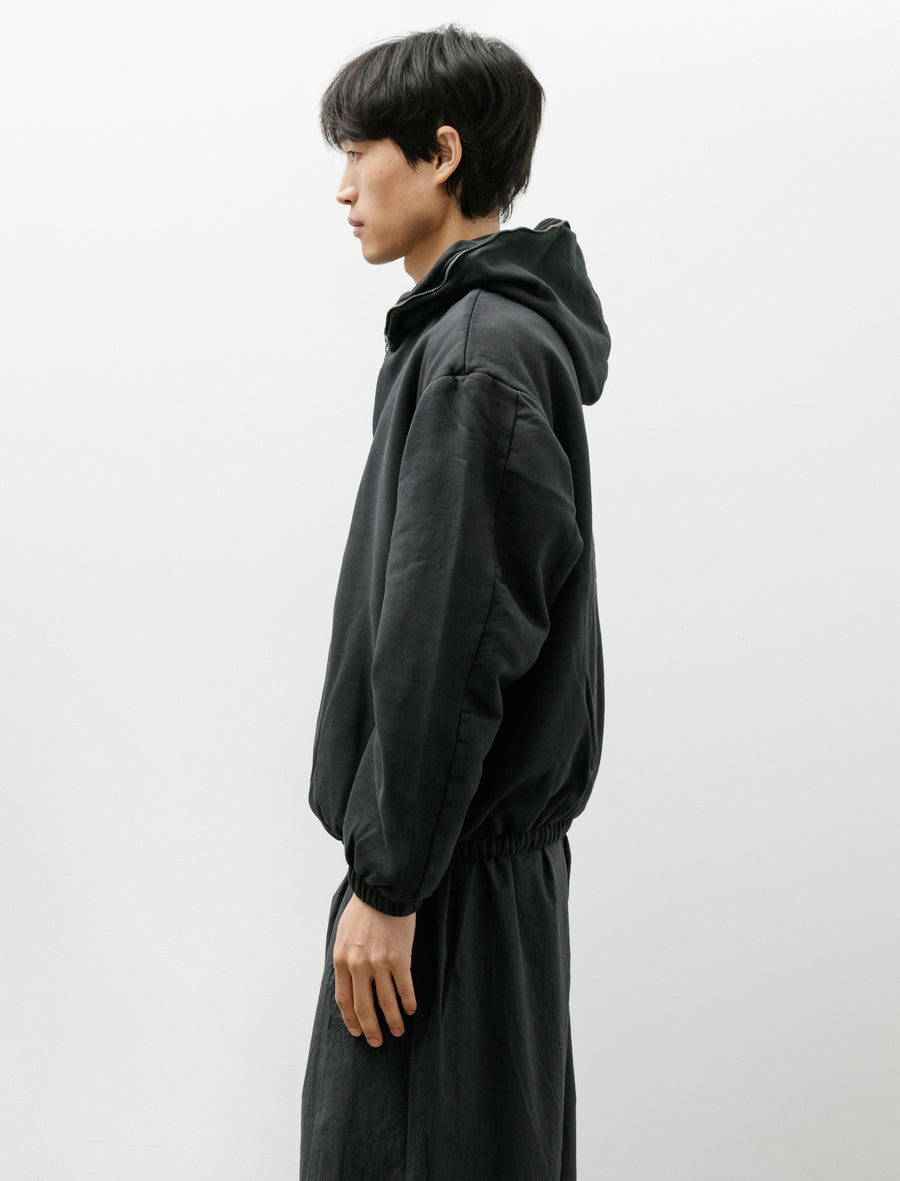 No.216 Fleece Hooded Zipper Jacket Black - Image 3