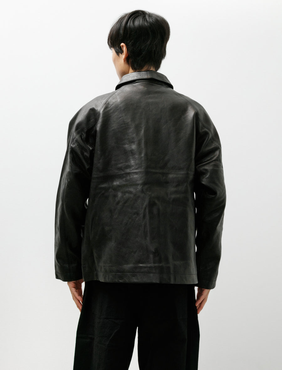 R21 Leather-3 Boat Shirt Black Hide - Image 2