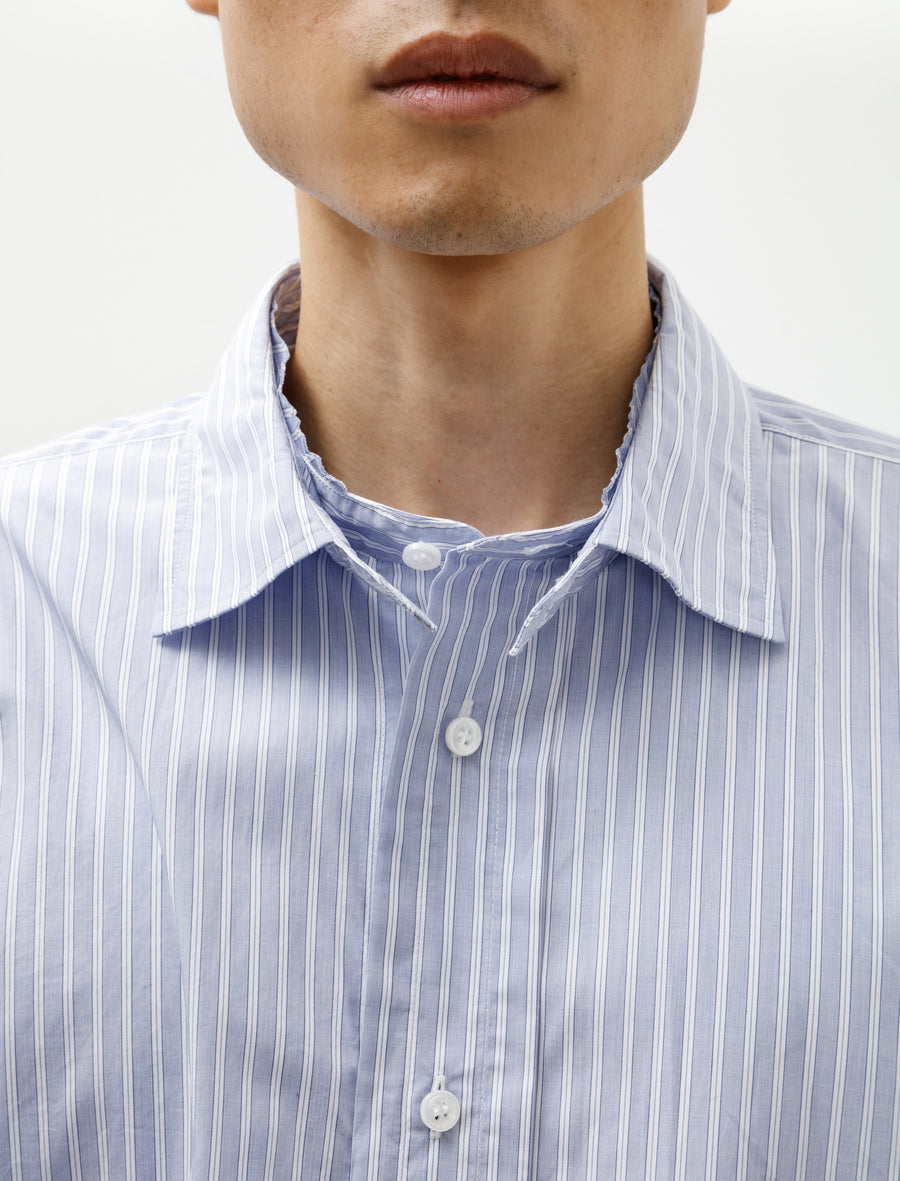 Double Collar Shirt Clear Blue Stripe - Image 4