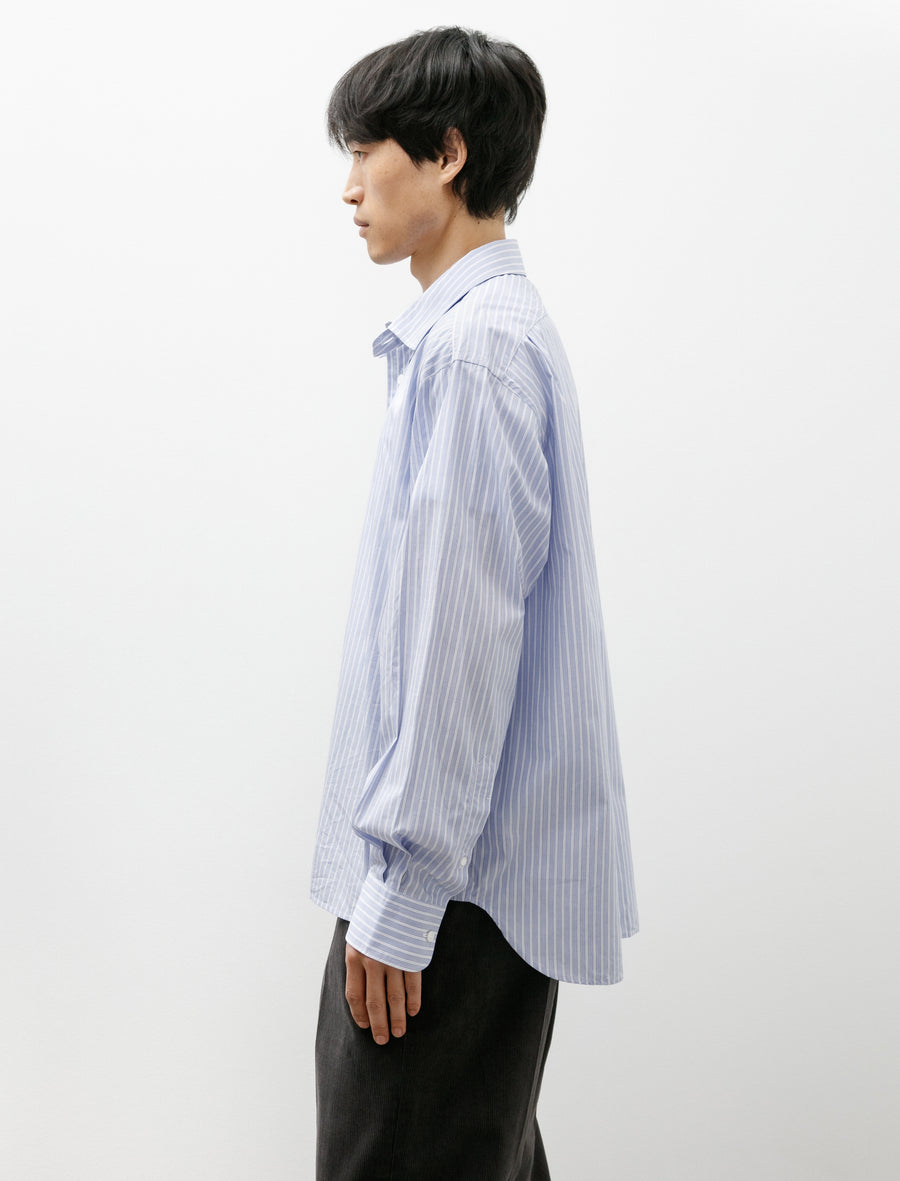 Double Collar Shirt Clear Blue Stripe - Image 3