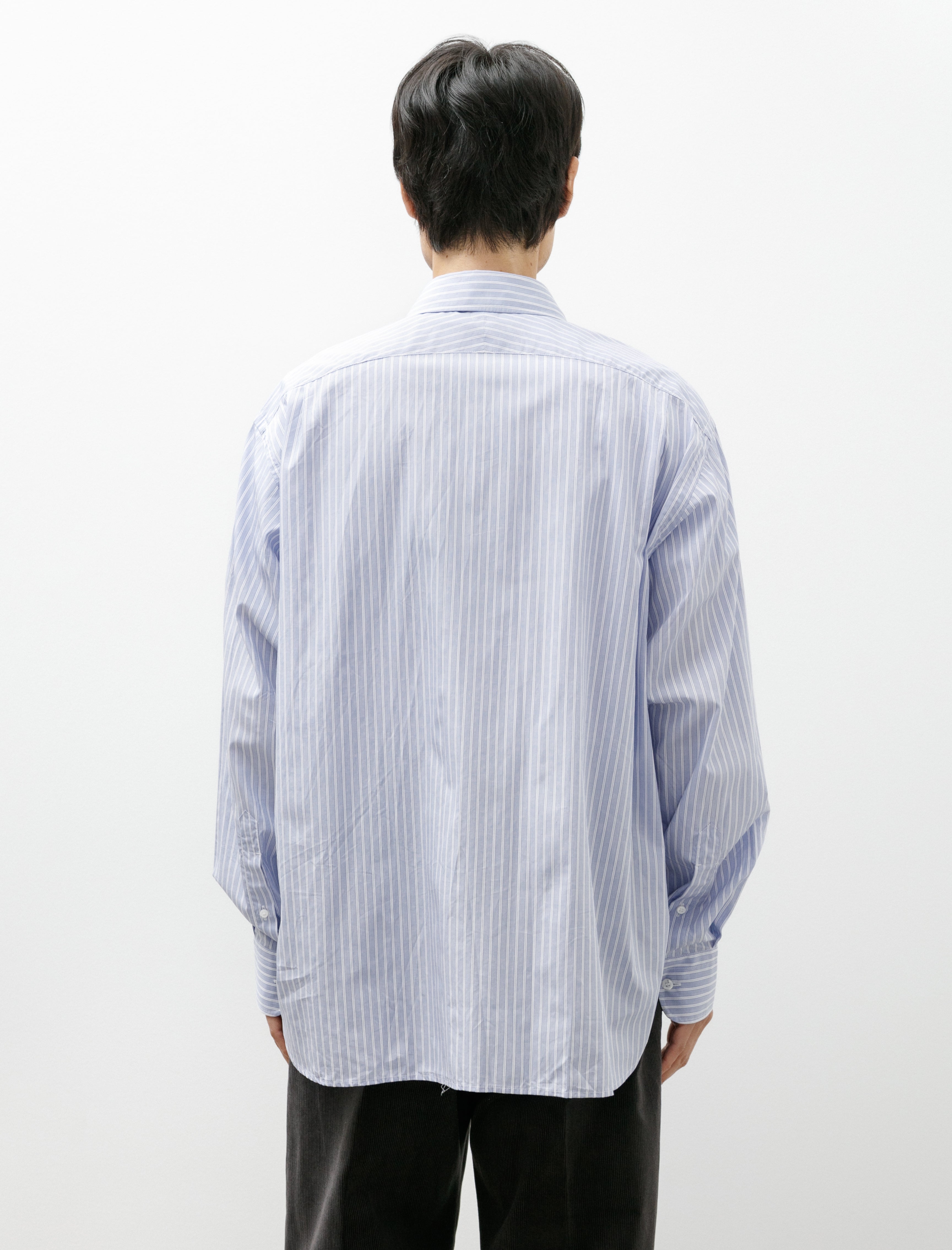 Salon C. Lundman Double Collar Shirt Clear Blue Stripe