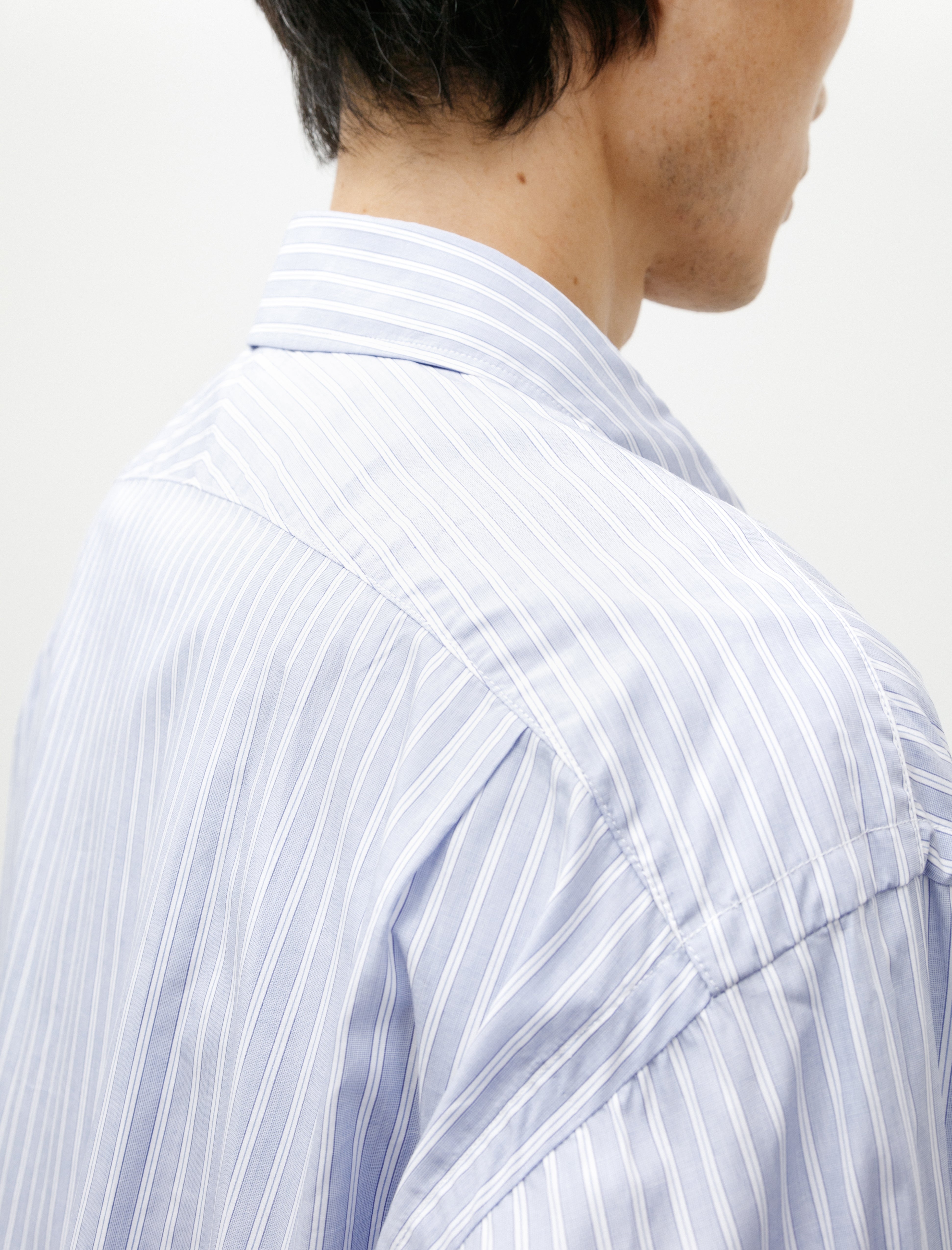Salon C. Lundman Double Collar Shirt Clear Blue Stripe