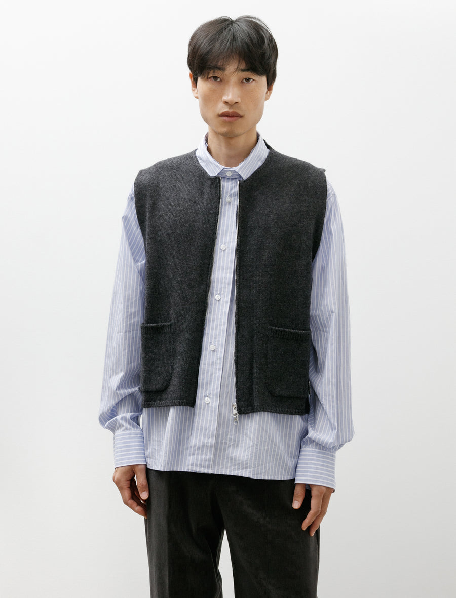 Zip Gilet Wool Cashmere Grey - Image 4