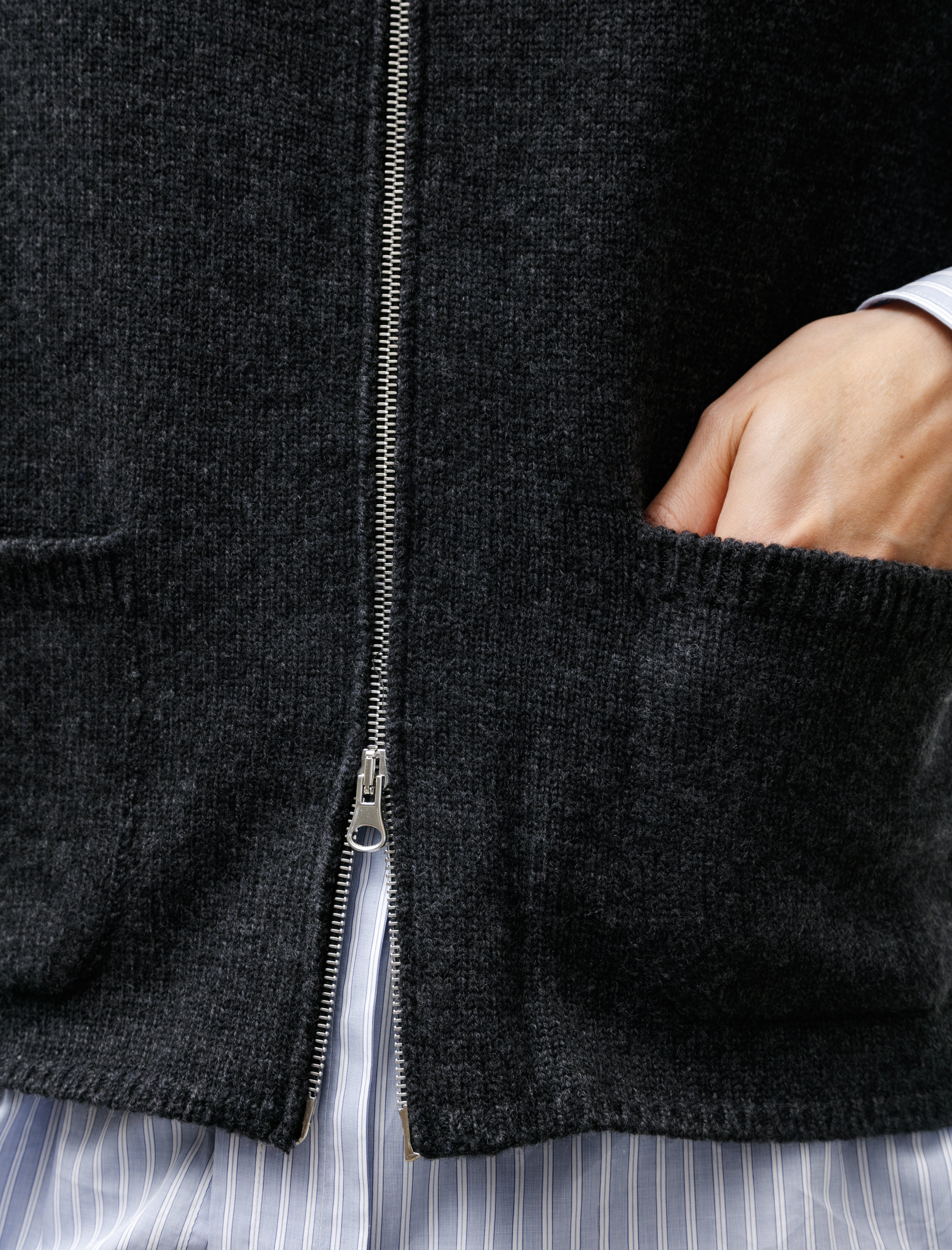 Salon C. Lundman Zip Gilet Wool Cashmere Grey