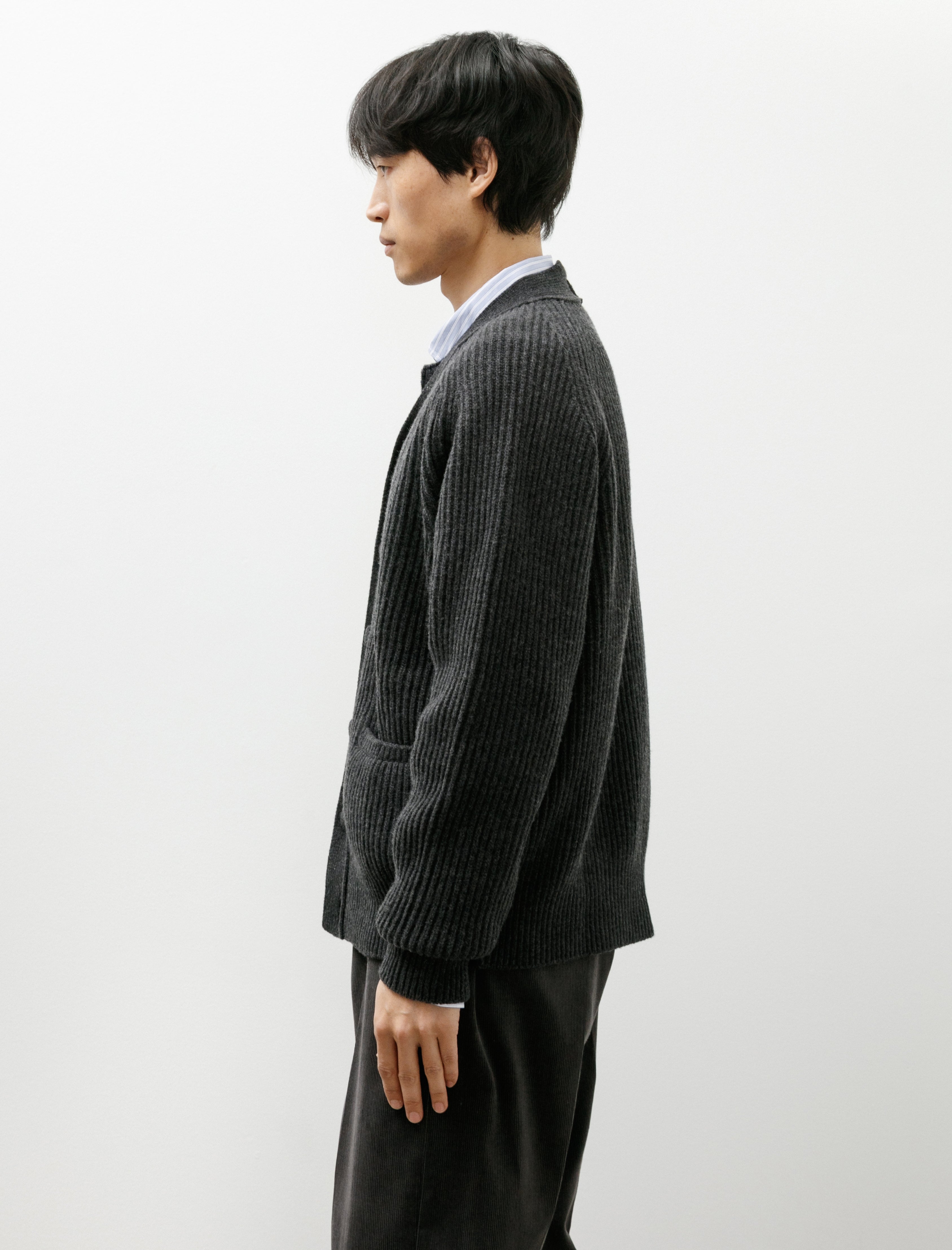 Salon C. Lundman Ribbed Cardigan Wool Cashmere Grey