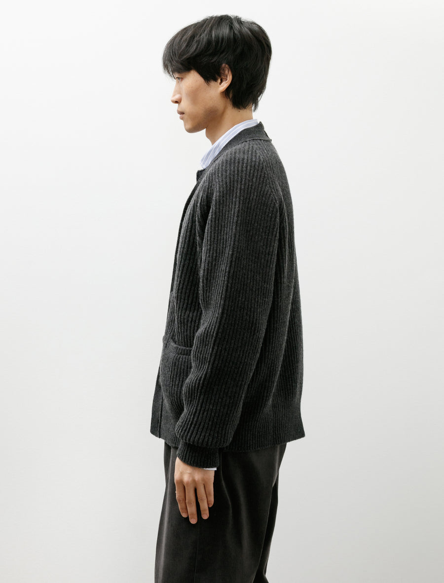 Ribbed Cardigan Wool Cashmere Grey - Image 3