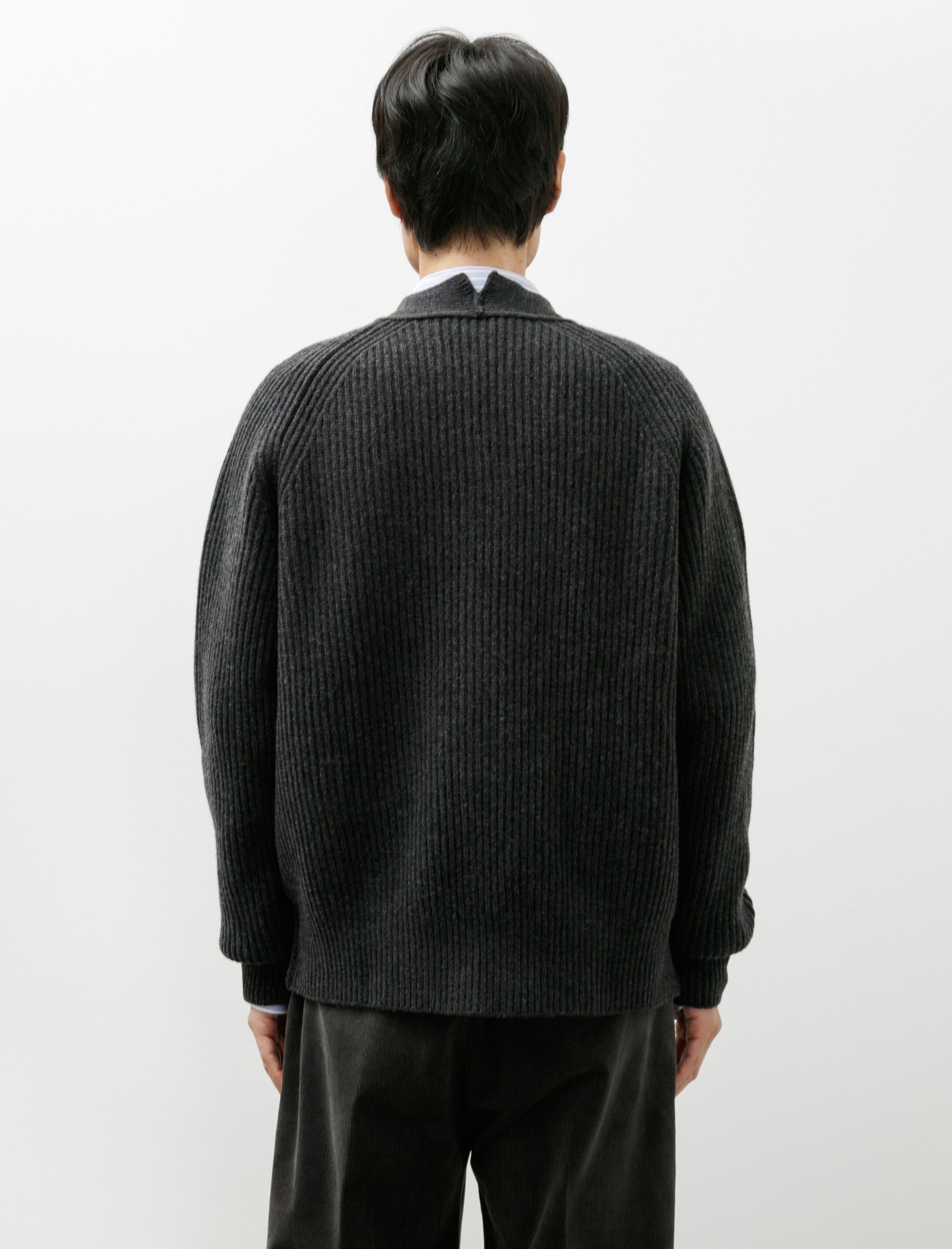 Salon C. Lundman Ribbed Cardigan Wool Cashmere Grey