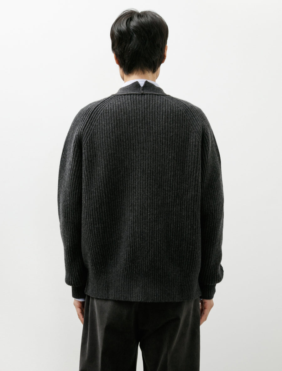 Ribbed Cardigan Wool Cashmere Grey - Image 2