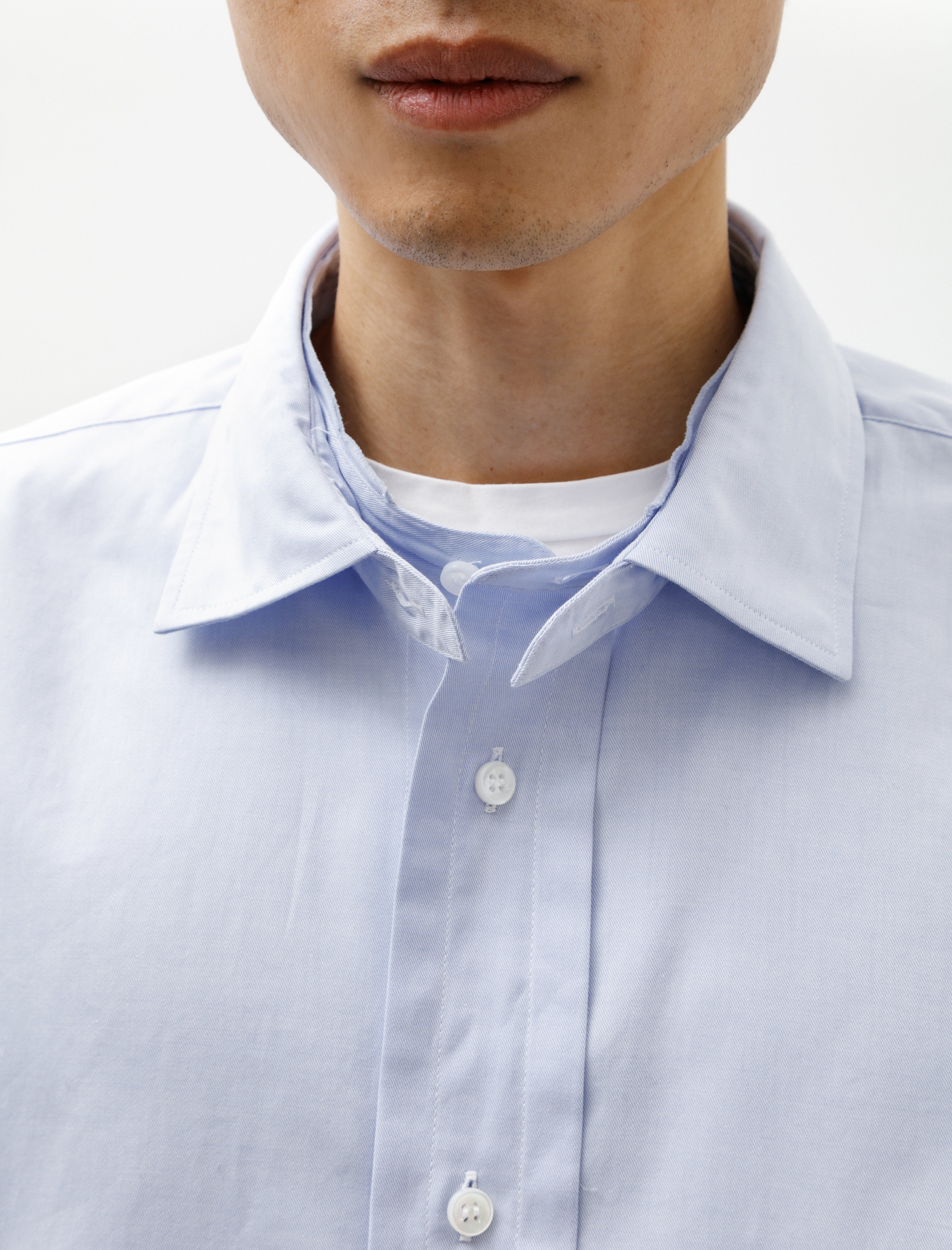 Salon C. Lundman Double Collar Shirt Crisp Blue Cotton