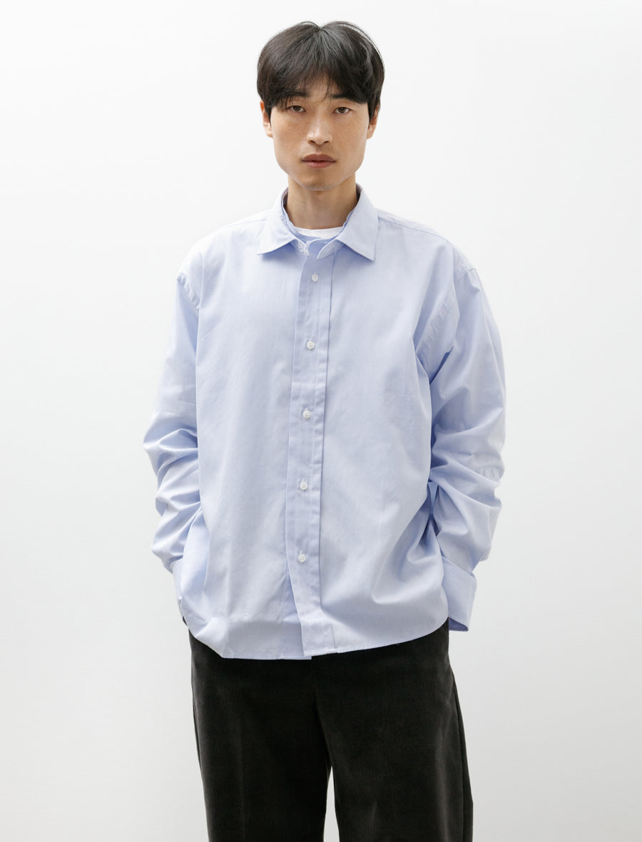 Double Collar Shirt Crisp Blue Cotton - Image 1