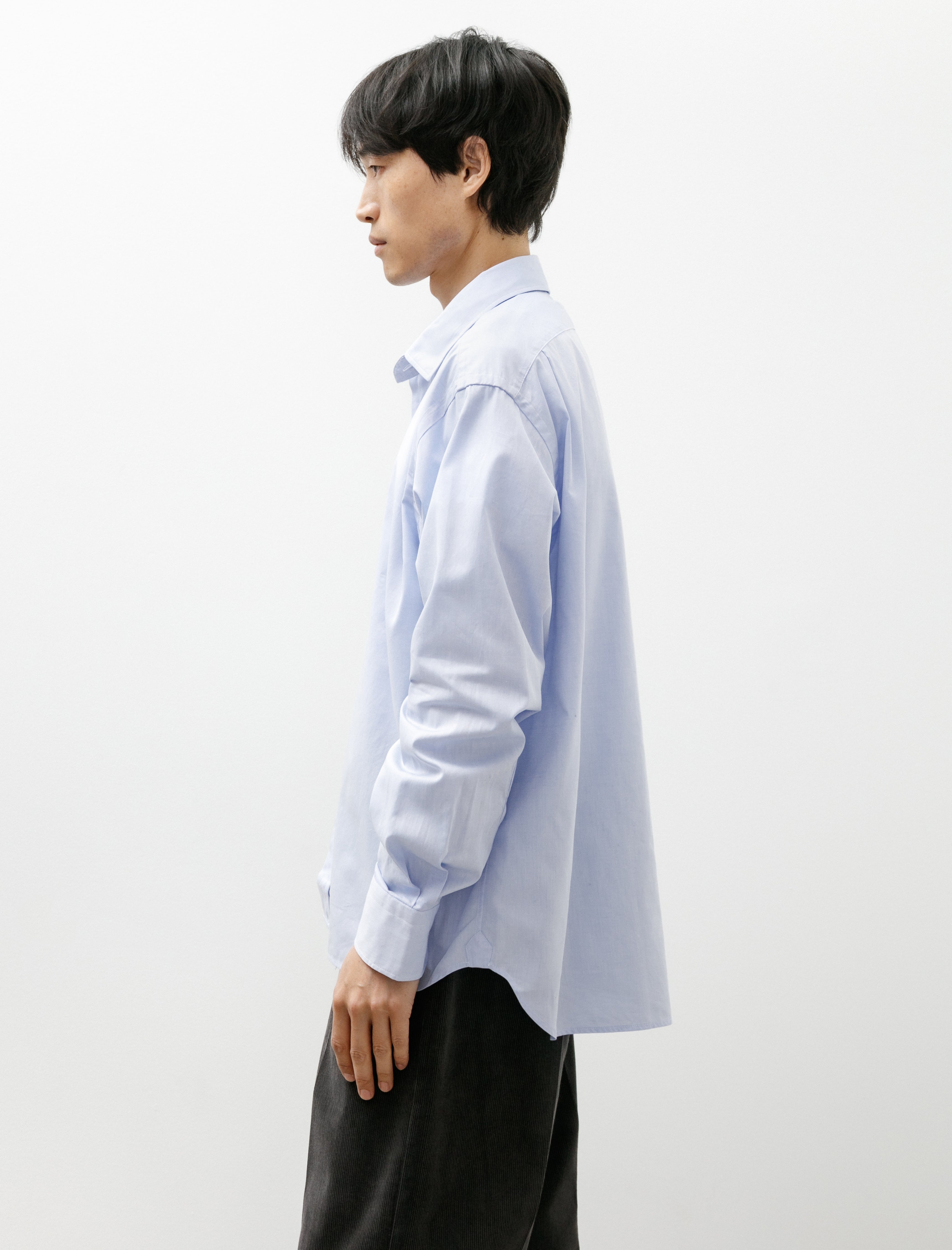 Salon C. Lundman Double Collar Shirt Crisp Blue Cotton