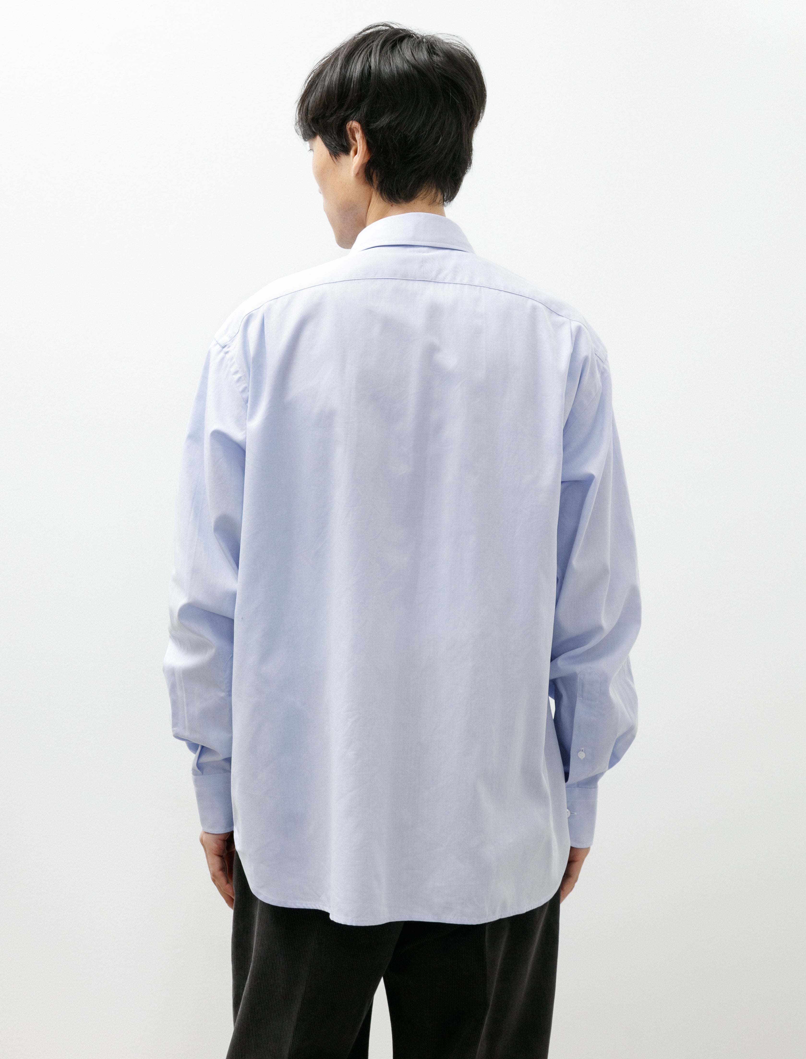 Salon C. Lundman Double Collar Shirt Crisp Blue Cotton