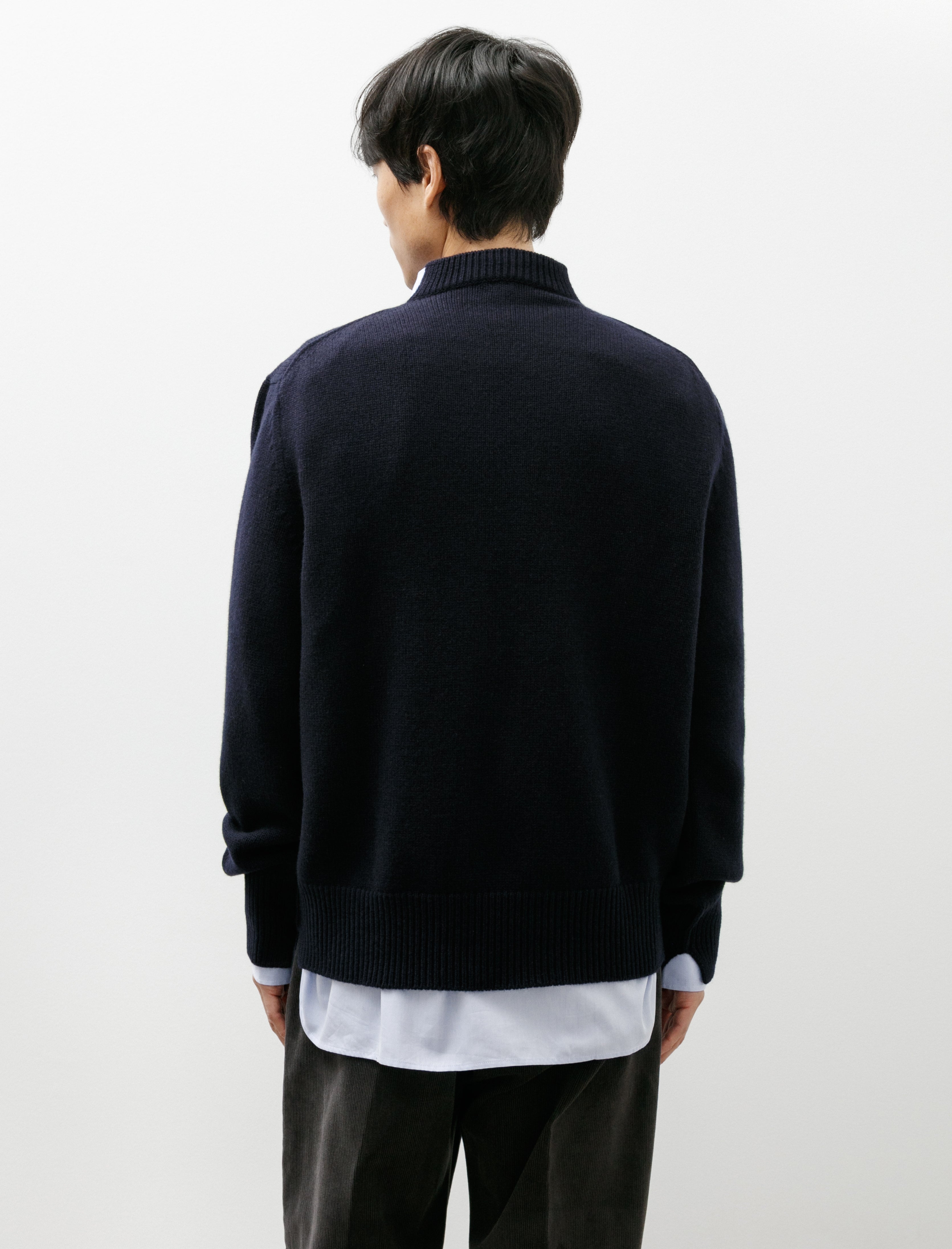 Salon C. Lundman Chunky O-Neck Wool Cashmere Navy