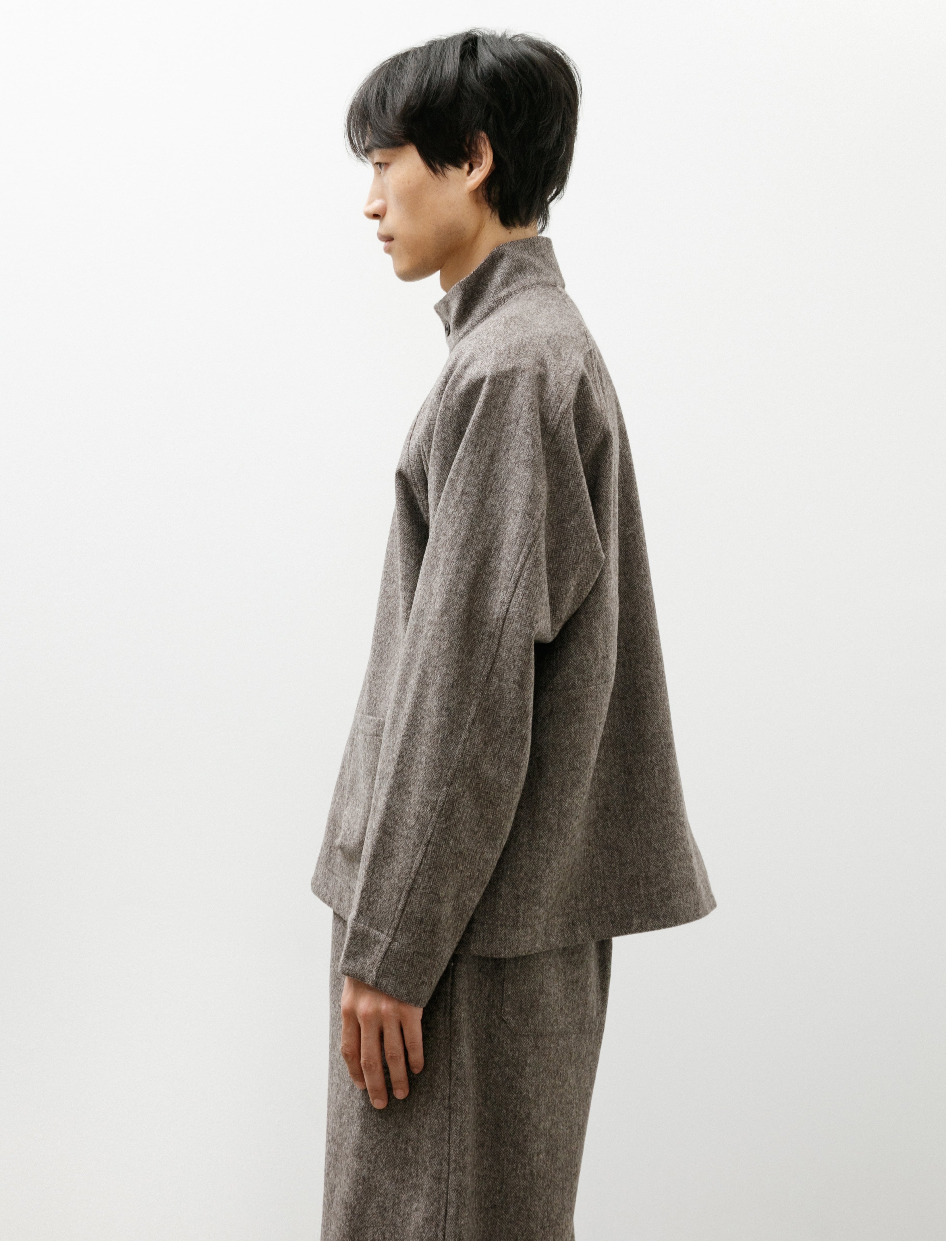 Unkruid Pickers Shirt Grey Herringbone Fine Loden