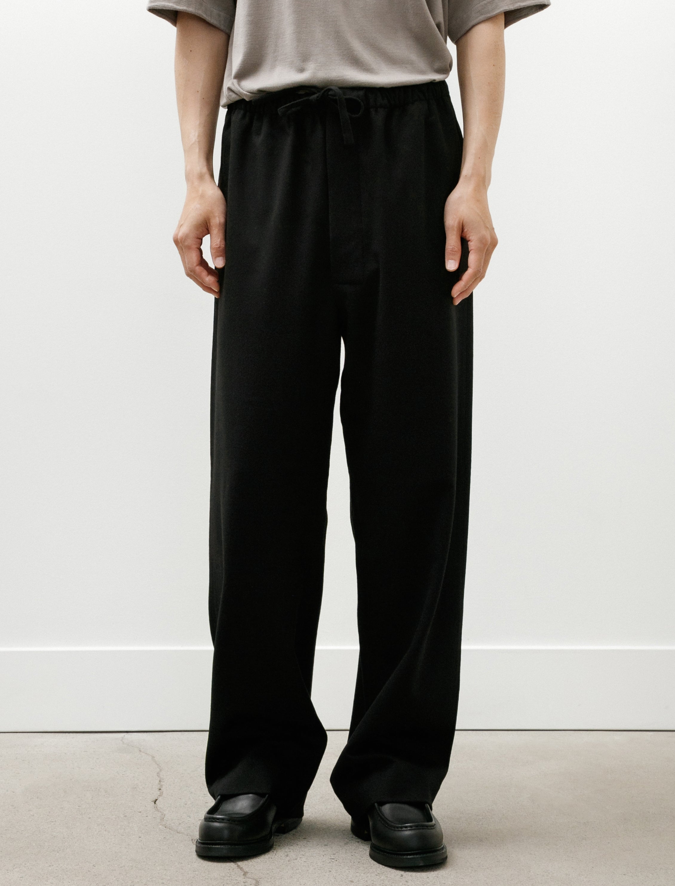 Gabriela Coll No.288 Heavy Wool Drawstring Trousers Black