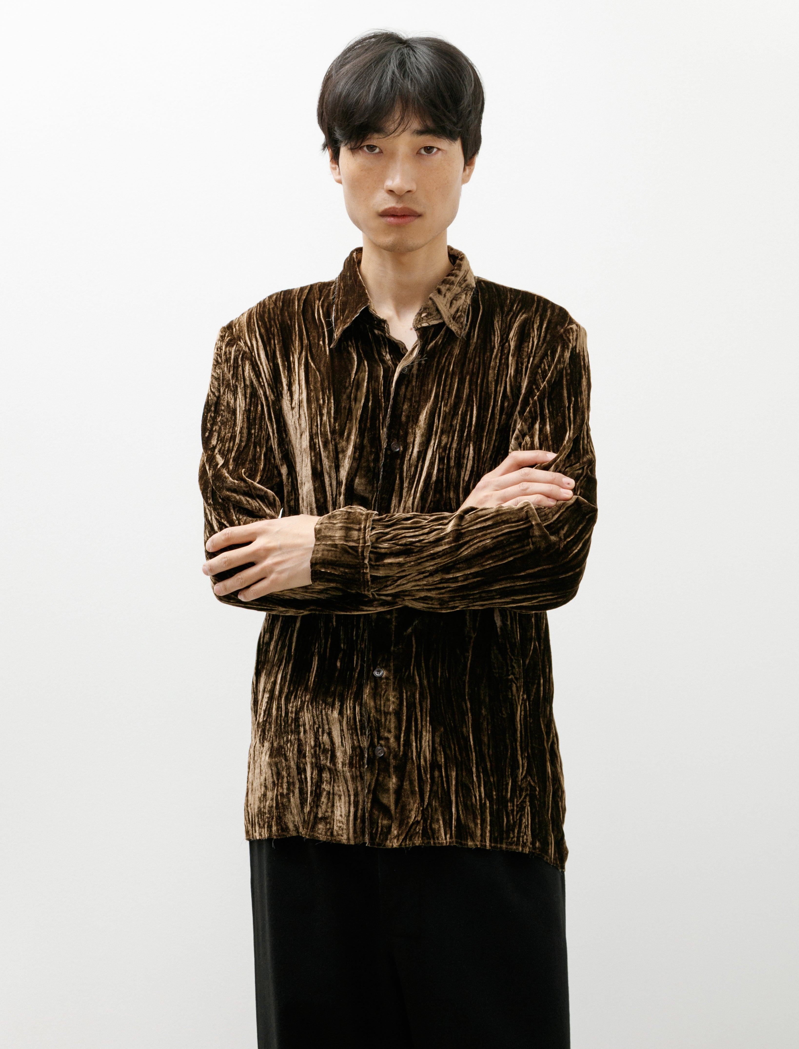 Gabriela Coll No.197 Silk Velvet Shirt Brown