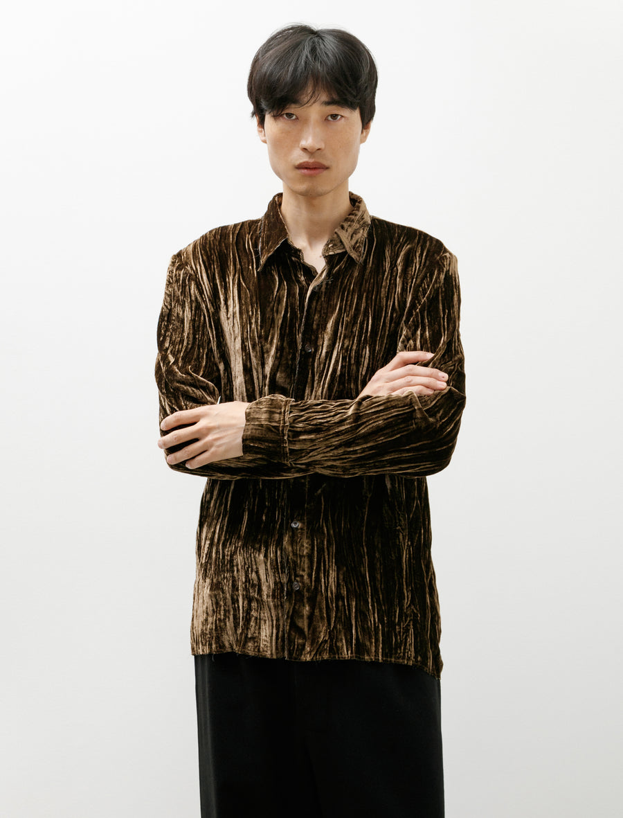No.197 Silk Velvet Shirt Brown - Image 1