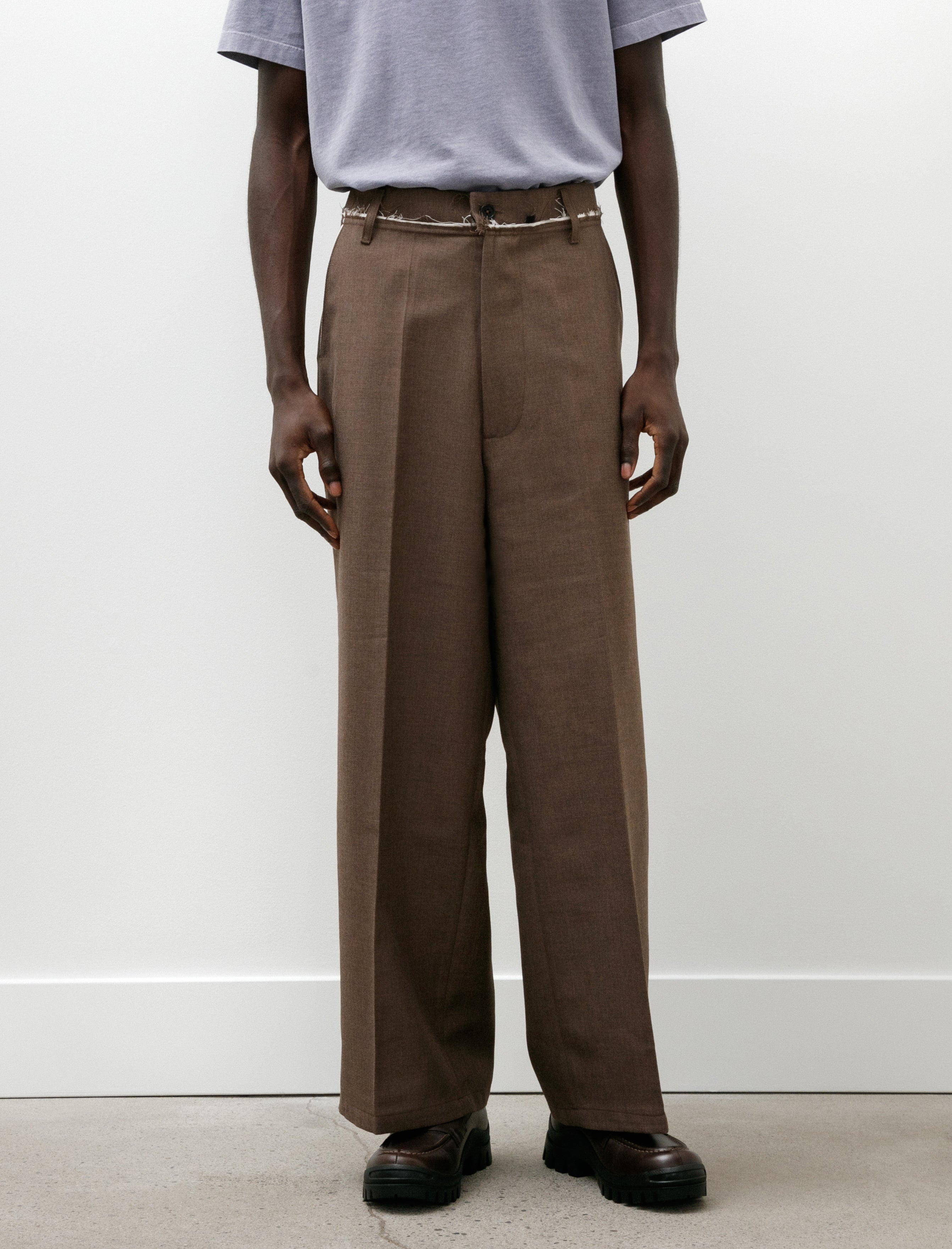 Camiel Fortgens Straight Slack Poly Wool Twill Brown