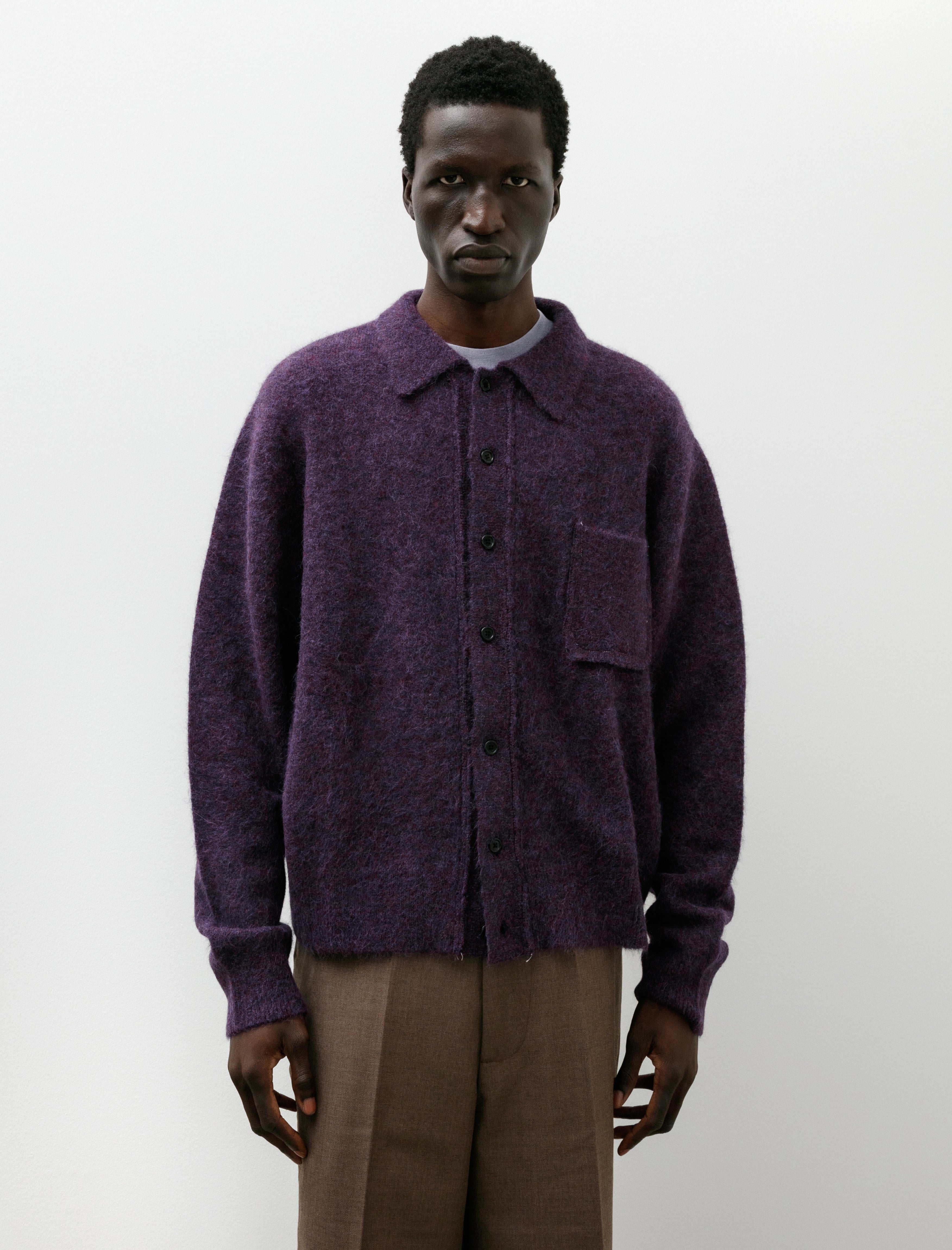 Camiel Fortgens Hairy Cardigan Alpaca Wool Purple