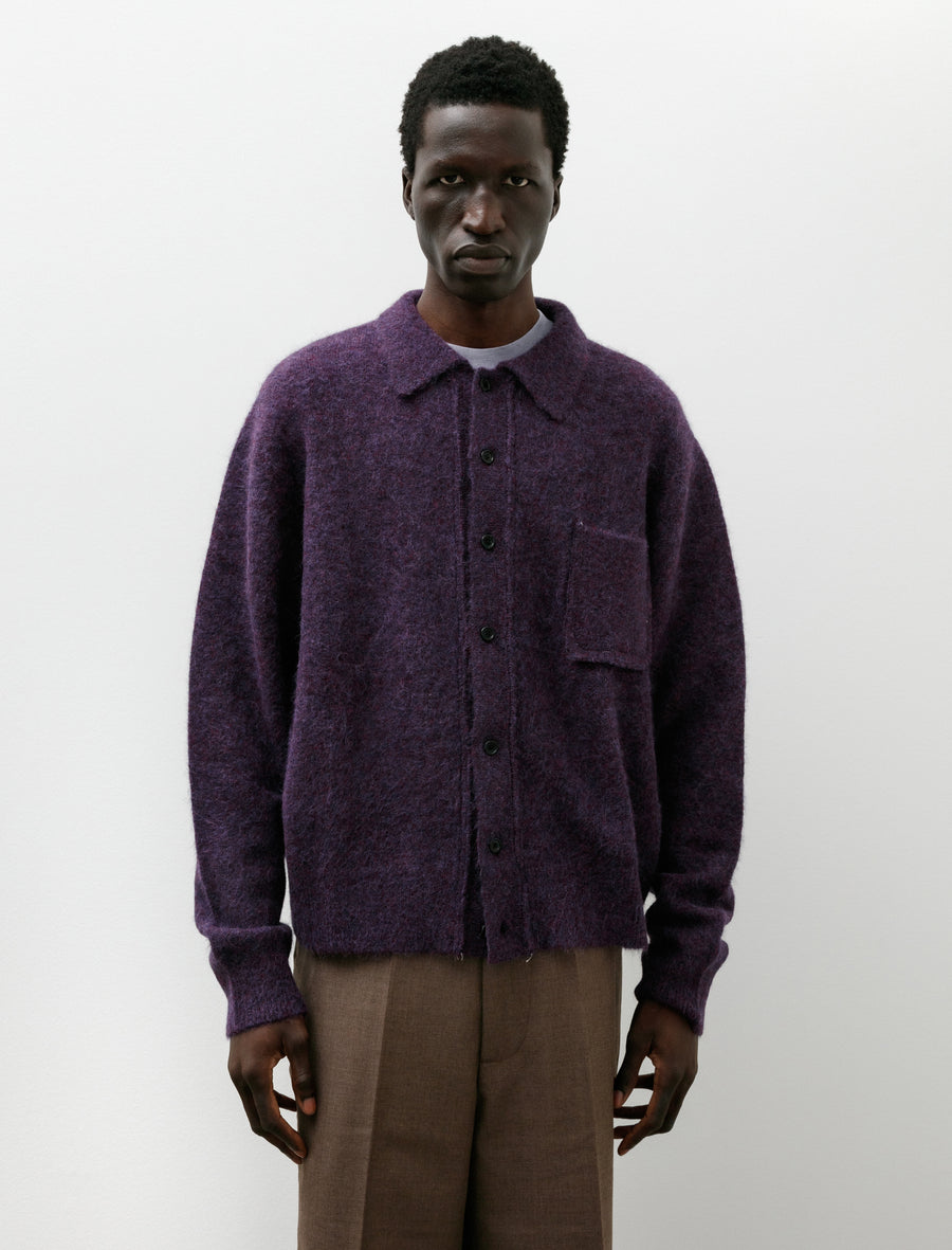 Hairy Cardigan Alpaca Wool Purple - Image 4